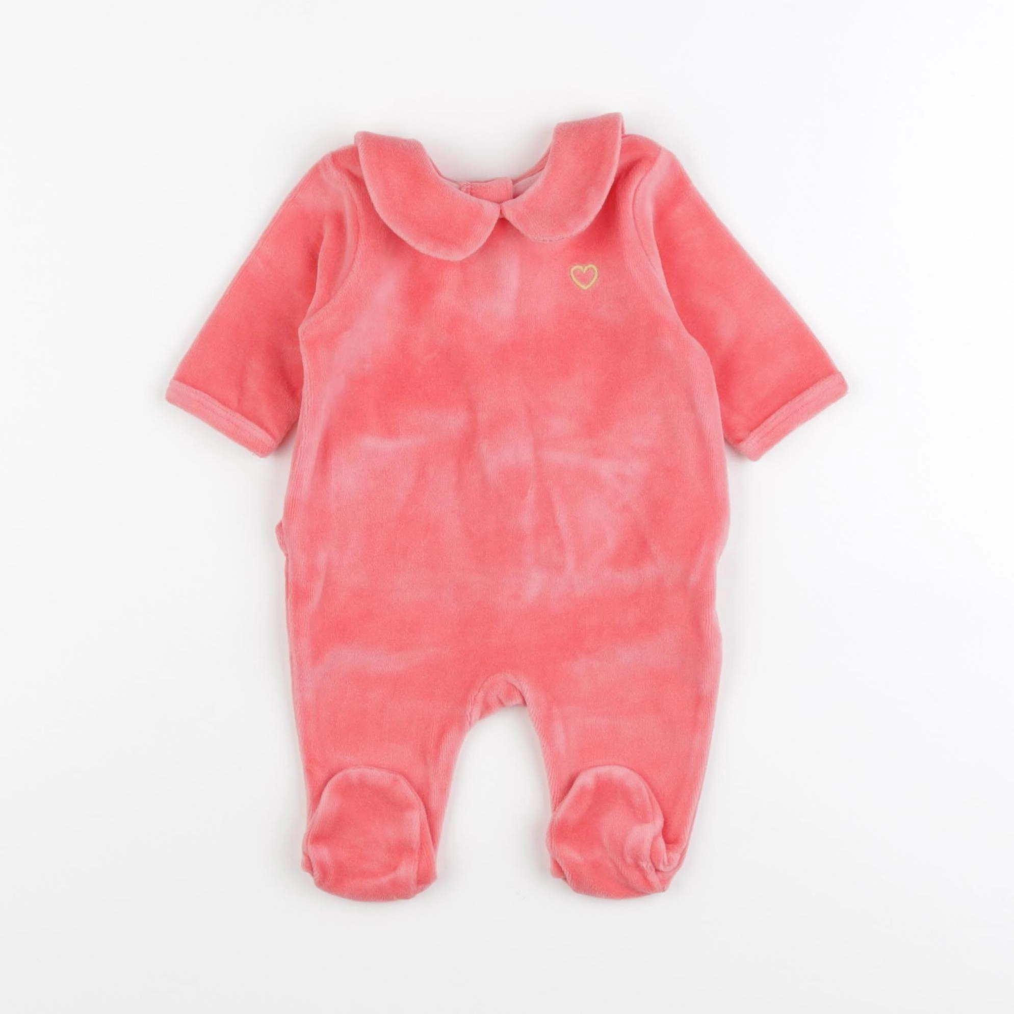 Vertbaudet - pyjama velours rose - 1 mois