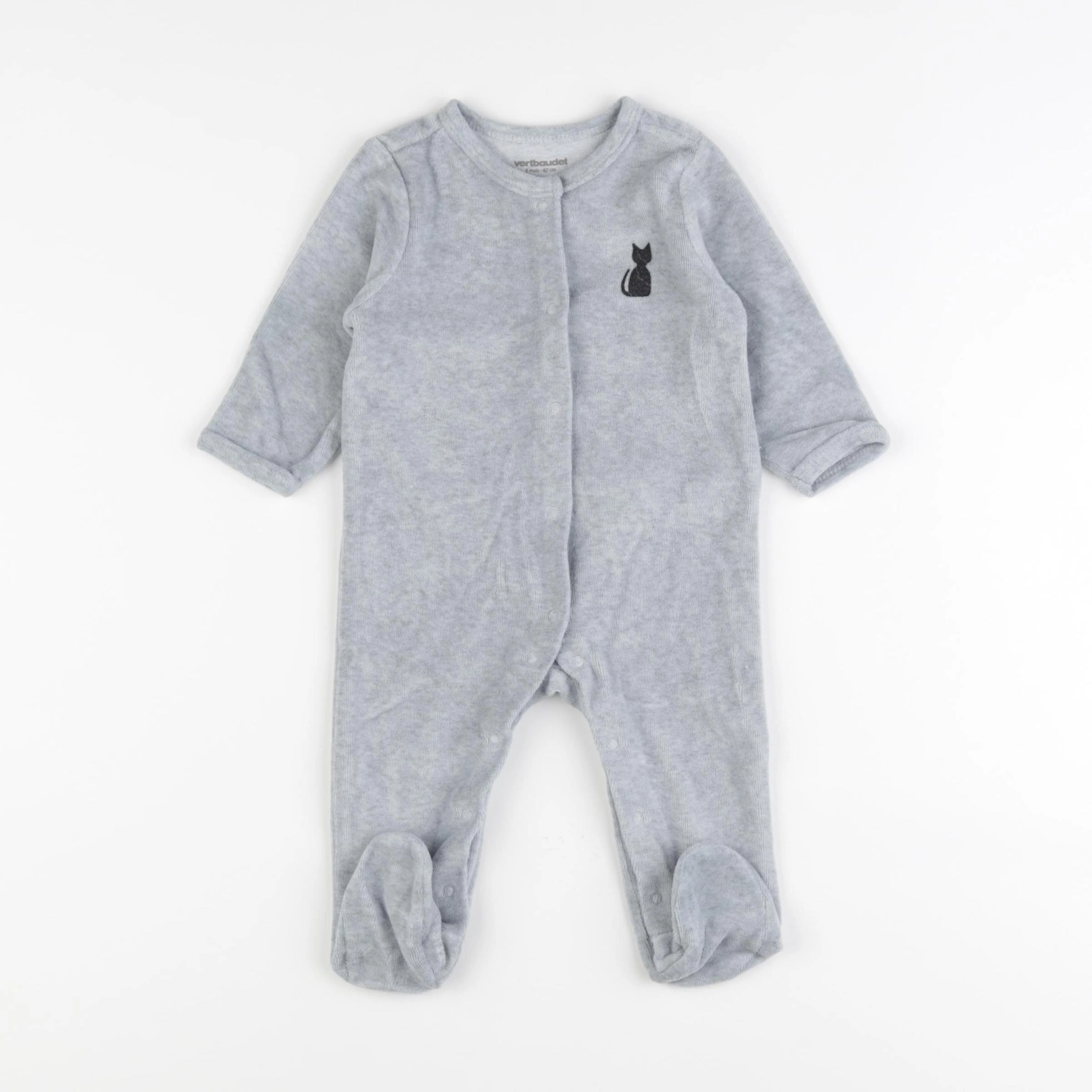 Vertbaudet - pyjama velours gris - 6 mois