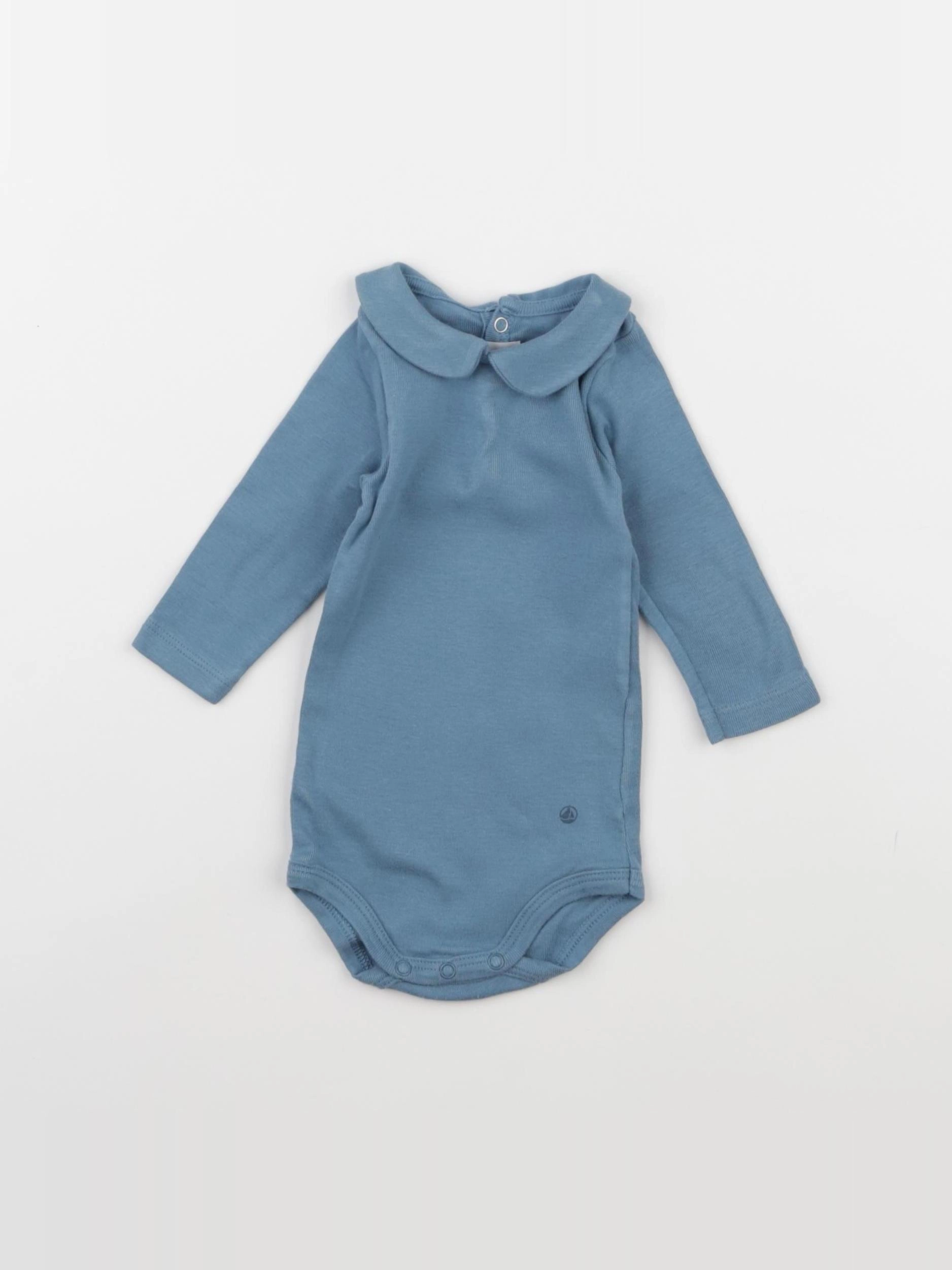 Petit Bateau - body à col bleu - 3 mois