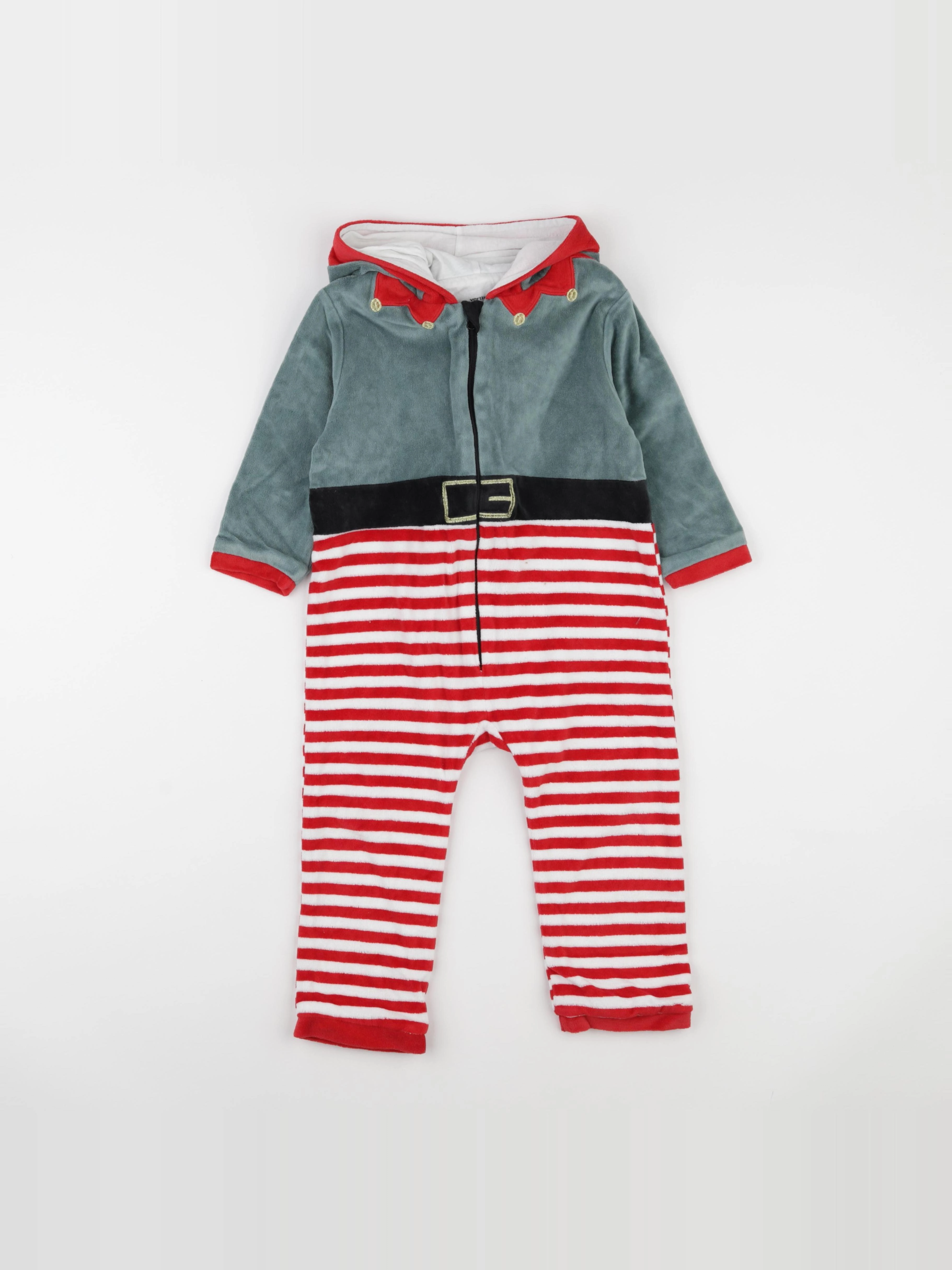 Vertbaudet - pyjama velours vert, rouge - 3 ans