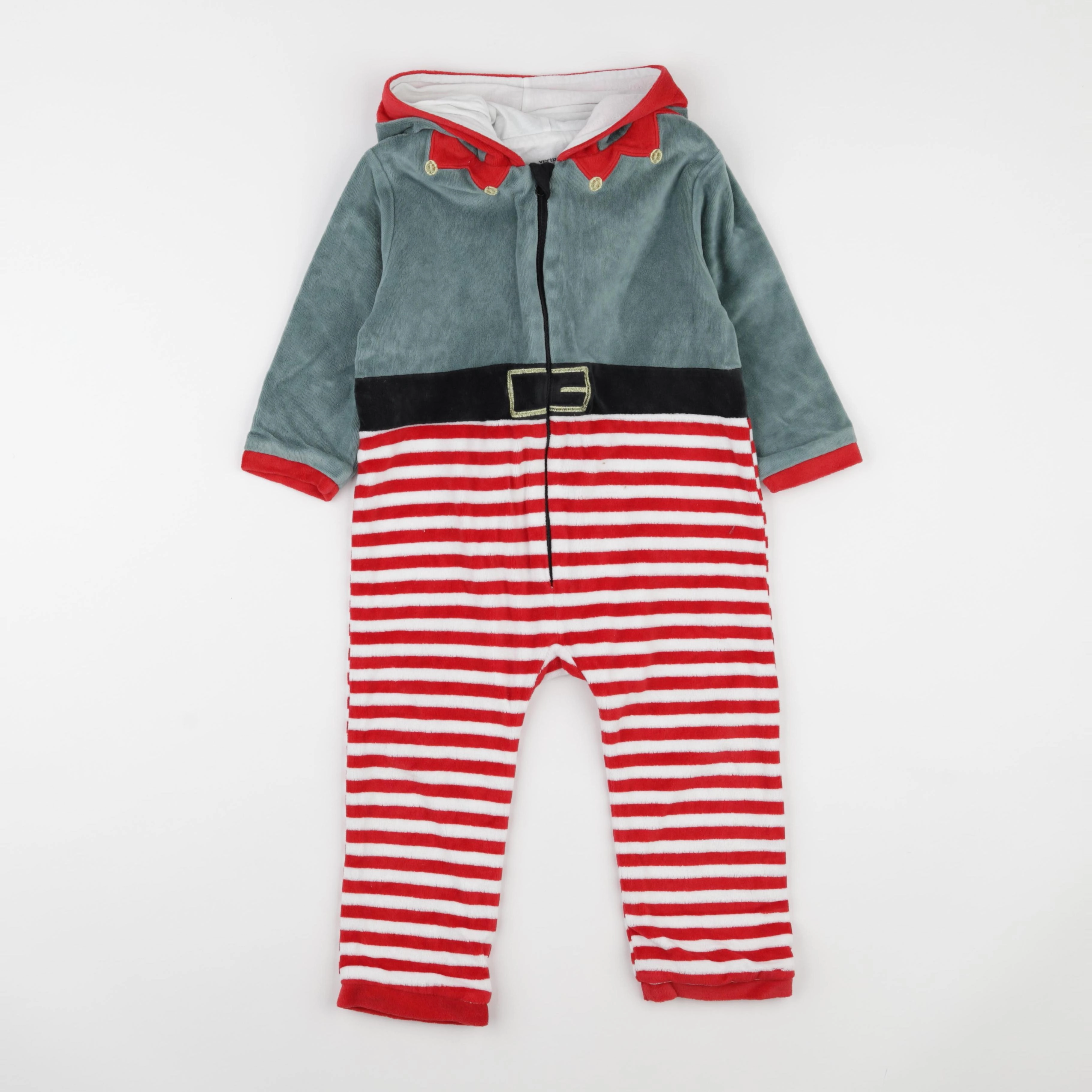 Vertbaudet - pyjama velours vert, rouge - 3 ans