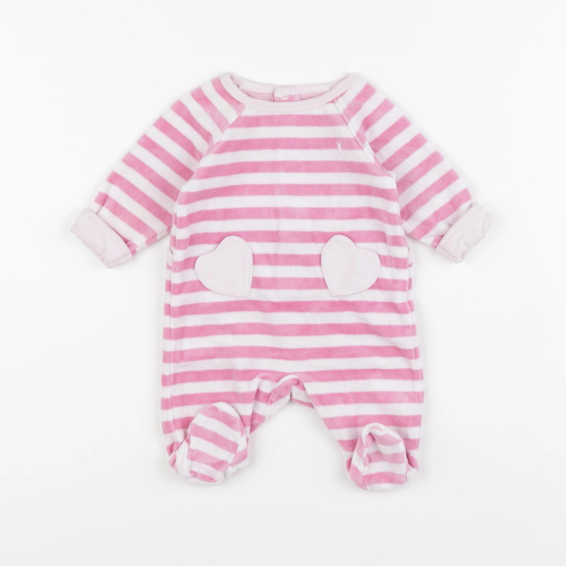 Natalys - pyjama velours rose - 0 mois