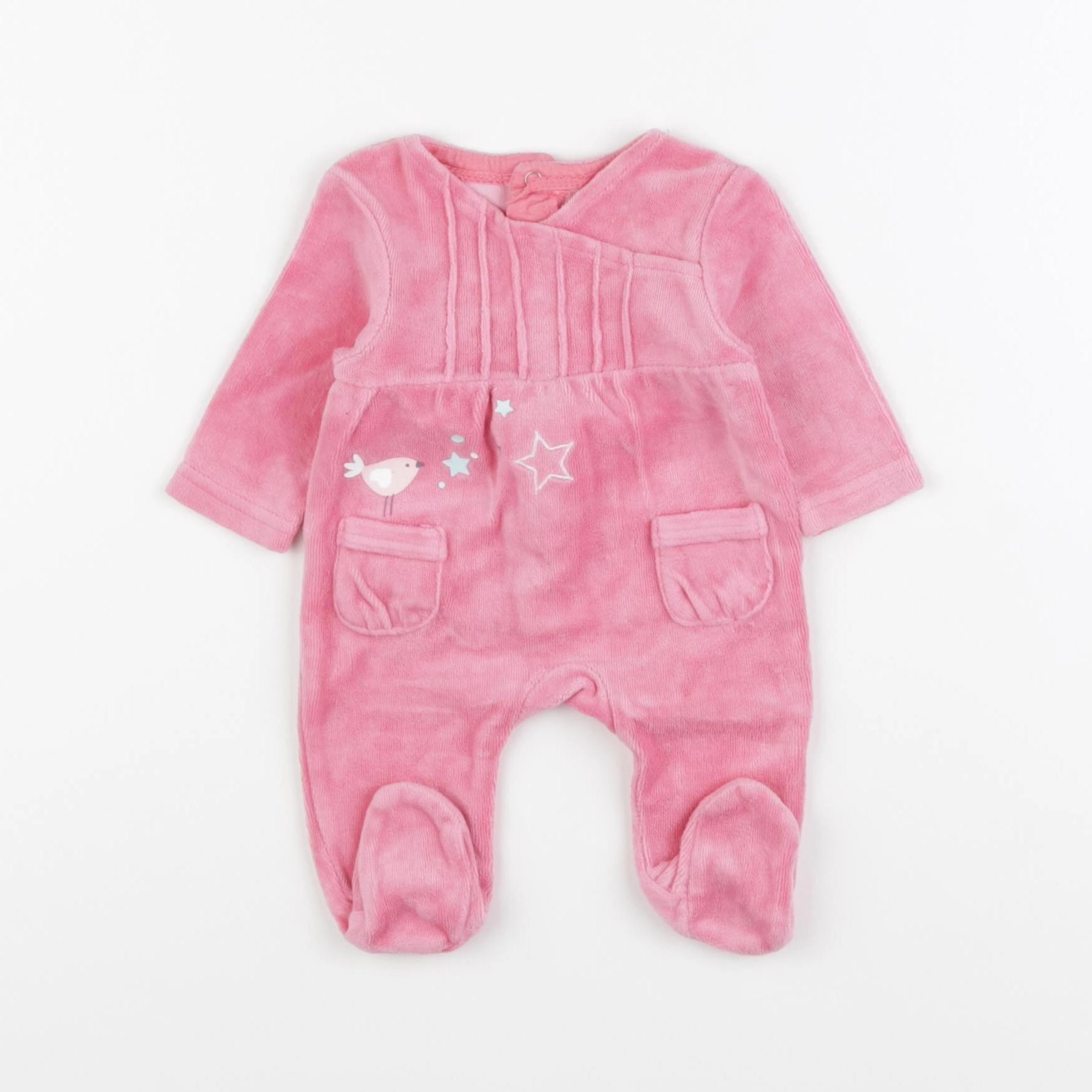 Vertbaudet - pyjama velours rose - 0 mois