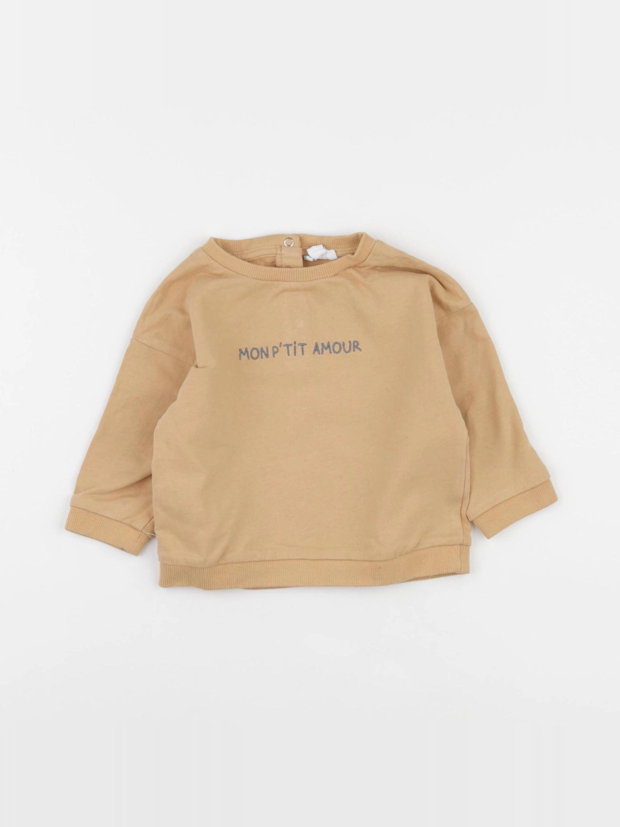 Vertbaudet - sweat beige - 12 mois