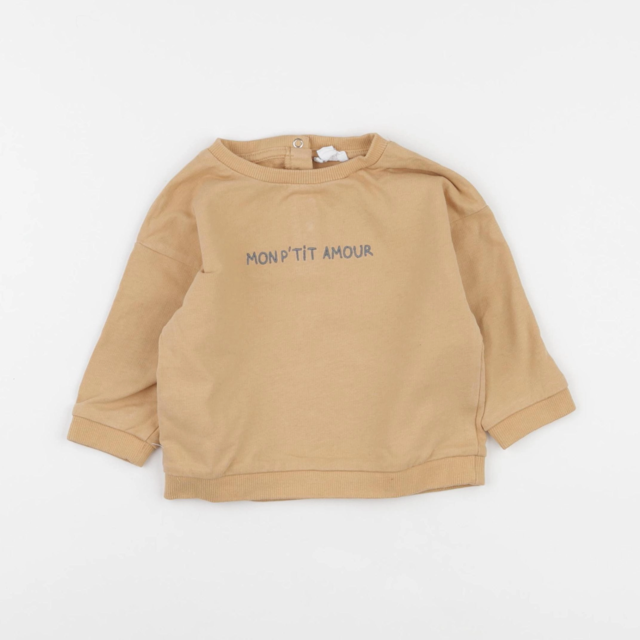 Vertbaudet - sweat beige - 12 mois