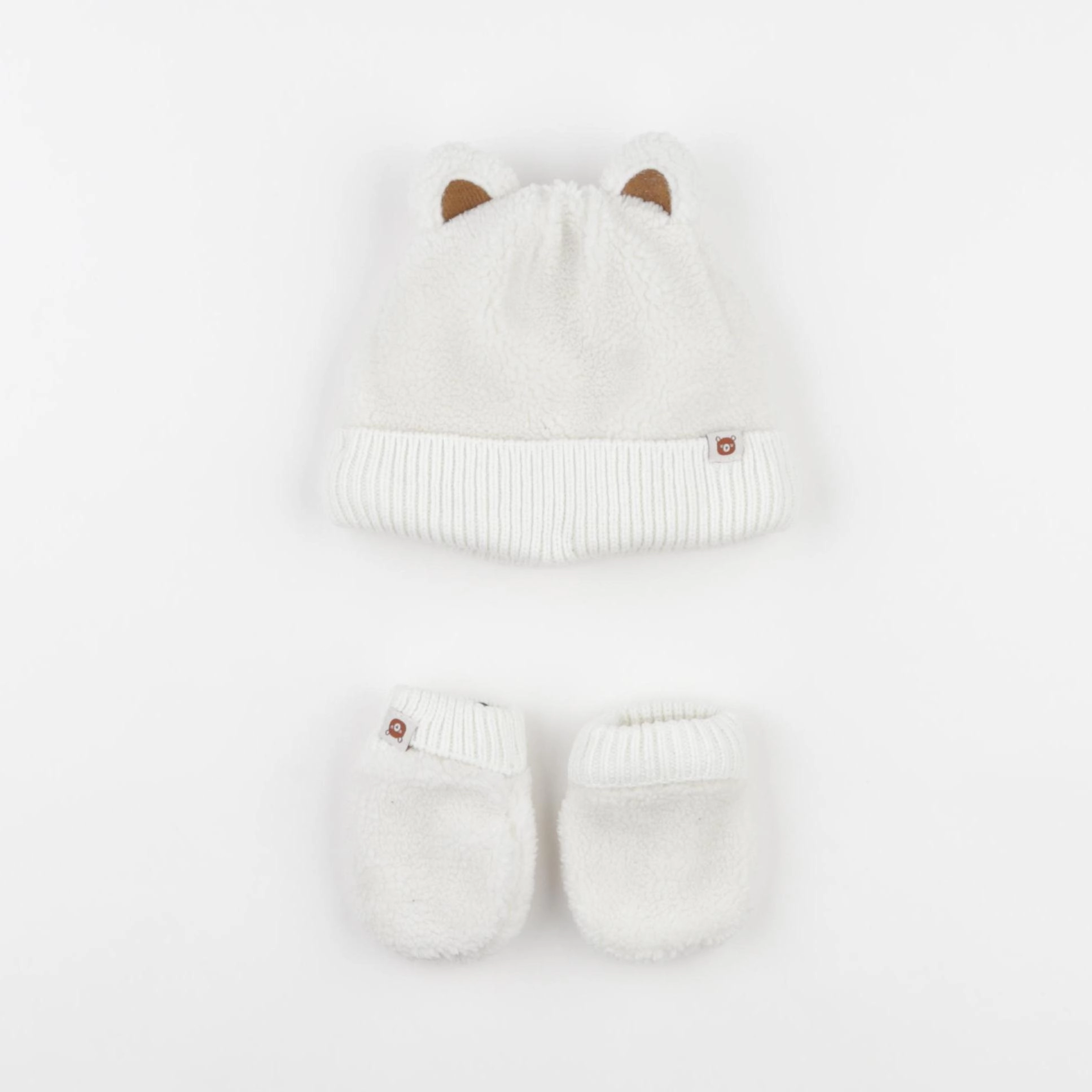 Vertbaudet - ensemble bonnet/moufles beige - 12/18 mois