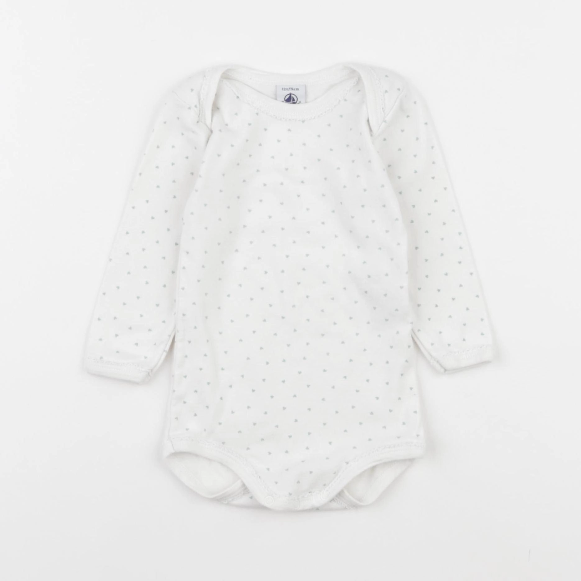 Petit Bateau - body blanc, vert - 12 mois