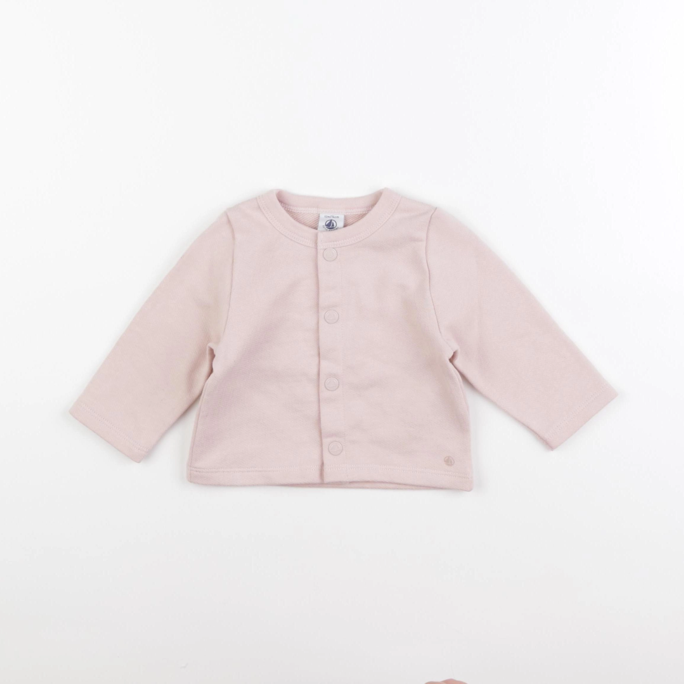 Petit Bateau - gilet rose - 12 mois