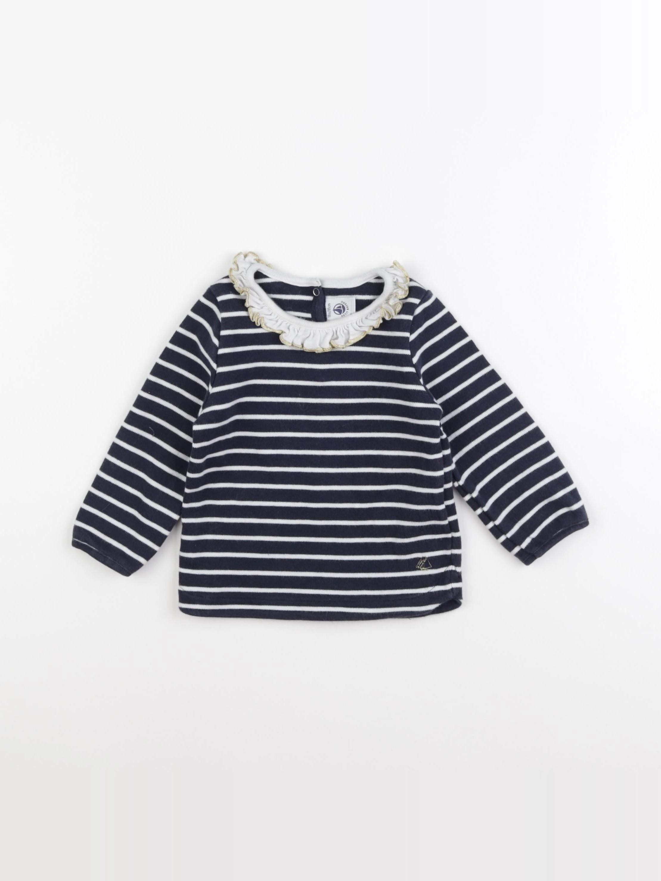 Petit Bateau - tee-shirt bleu, blanc - 18 mois