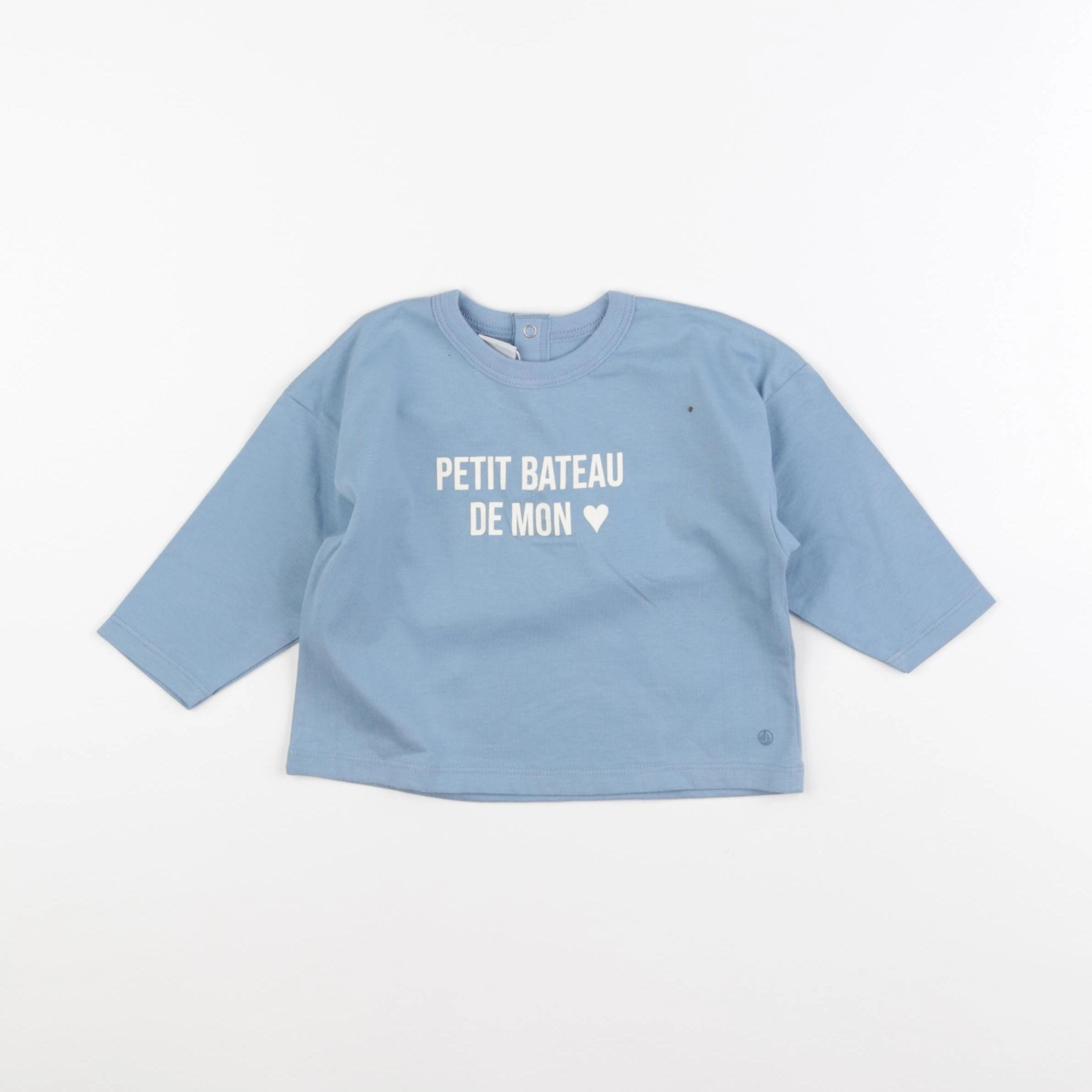 Petit Bateau - tee-shirt bleu - 12 mois
