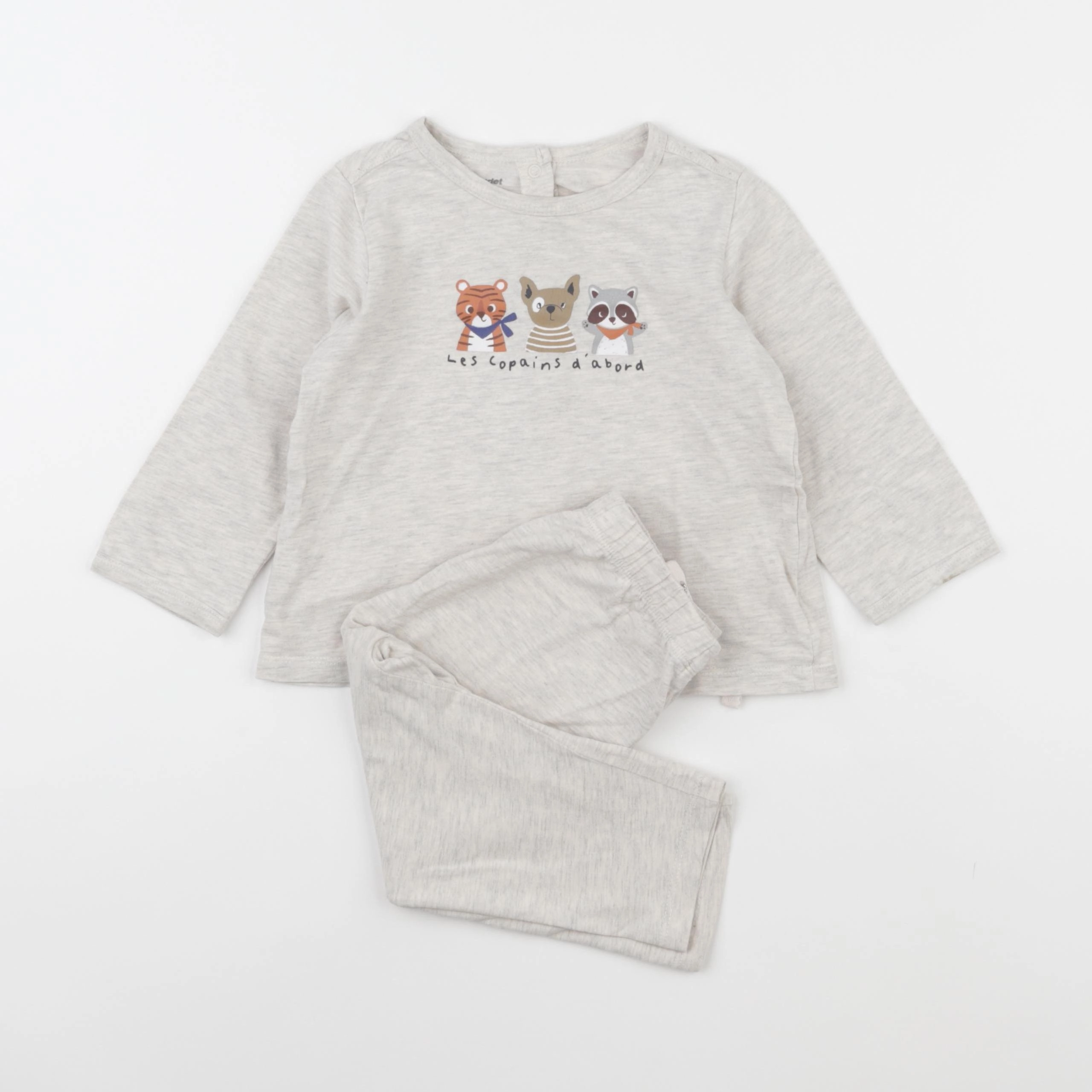 Vertbaudet - pyjama coton beige - 18 mois