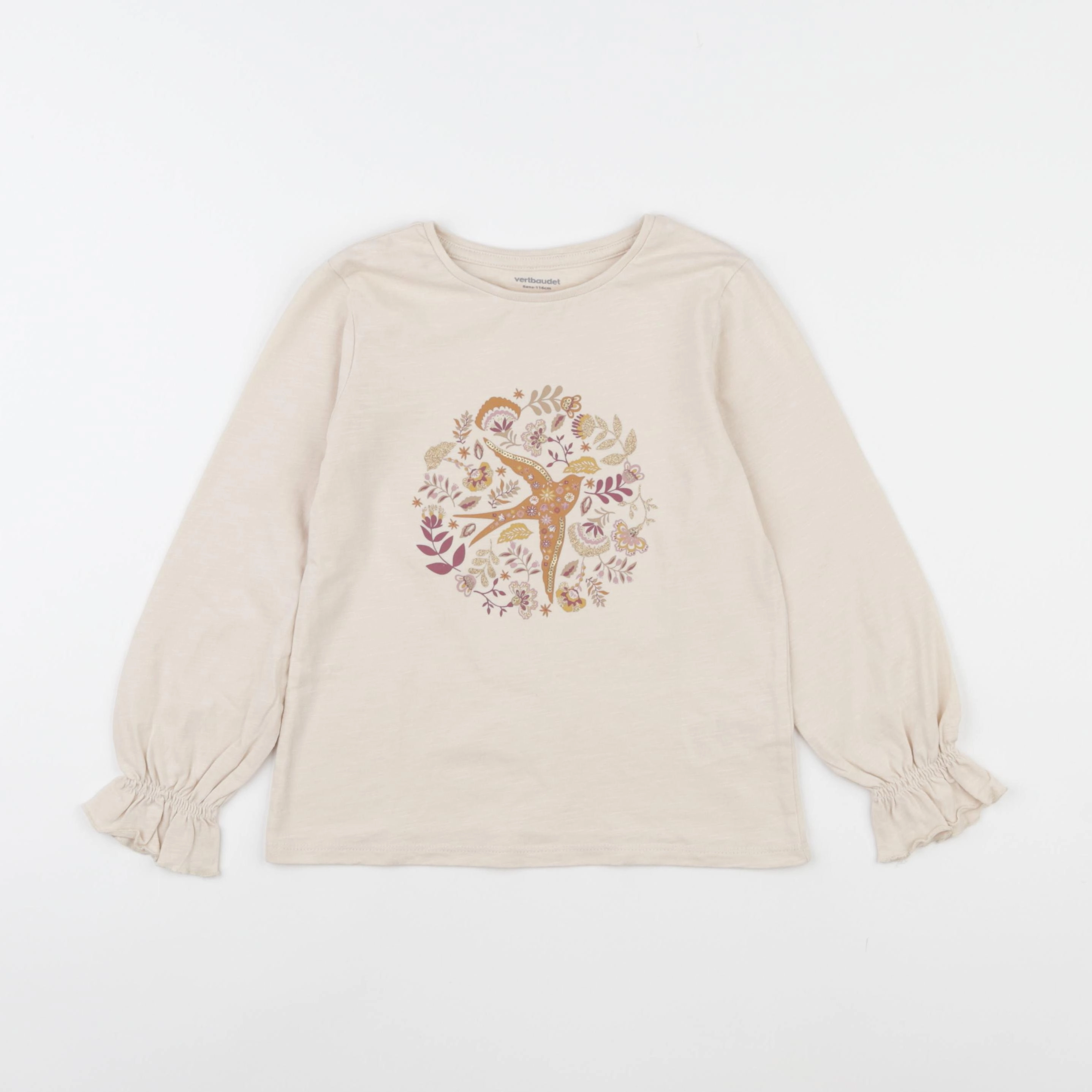 Vertbaudet - tee-shirt beige - 6 ans