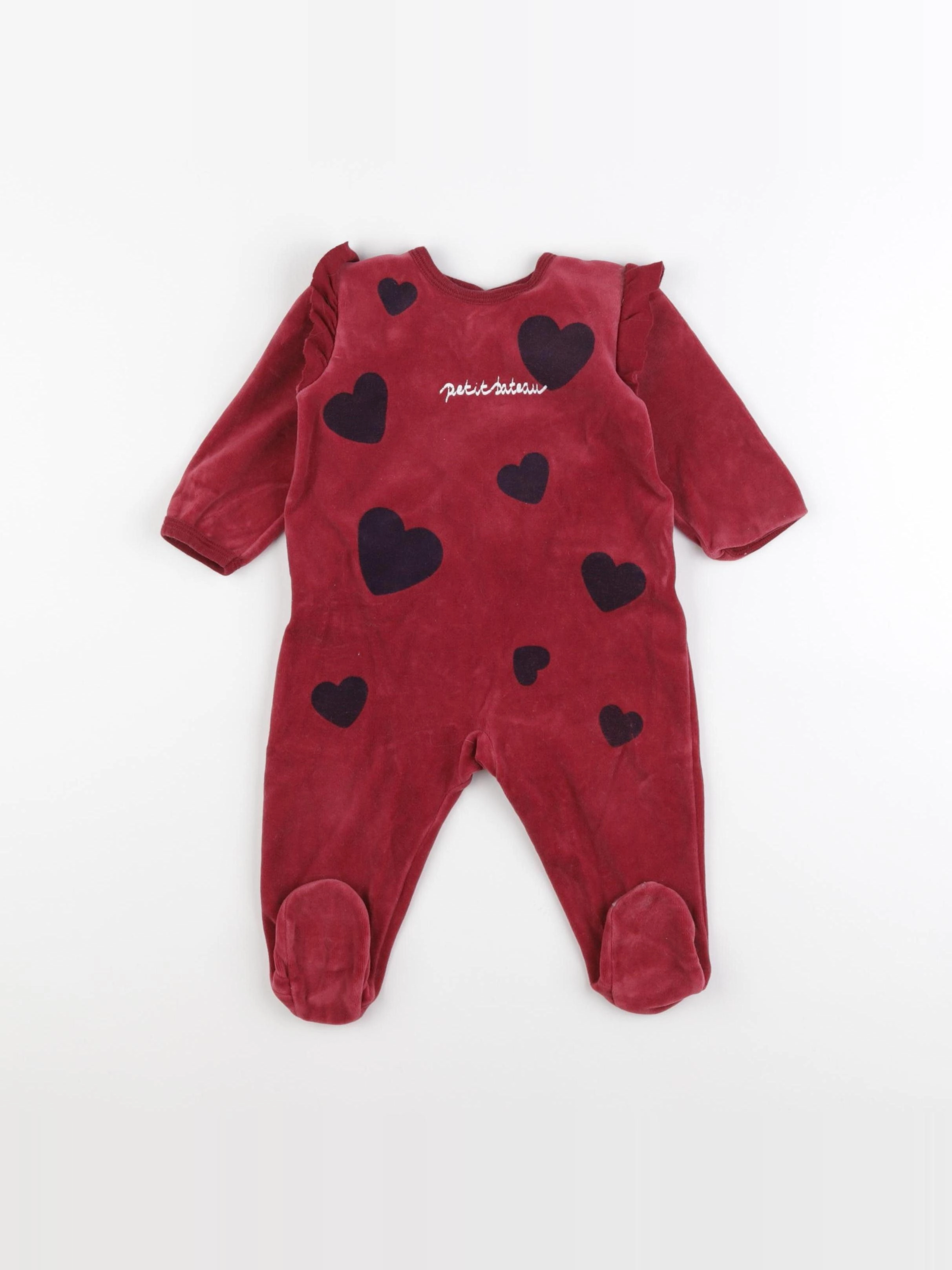 Petit Bateau - pyjama velours rouge - 9 mois