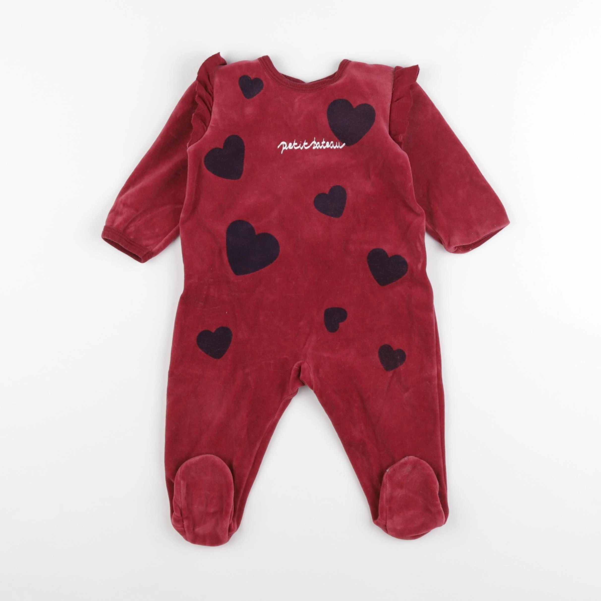Petit Bateau - pyjama velours rouge - 9 mois