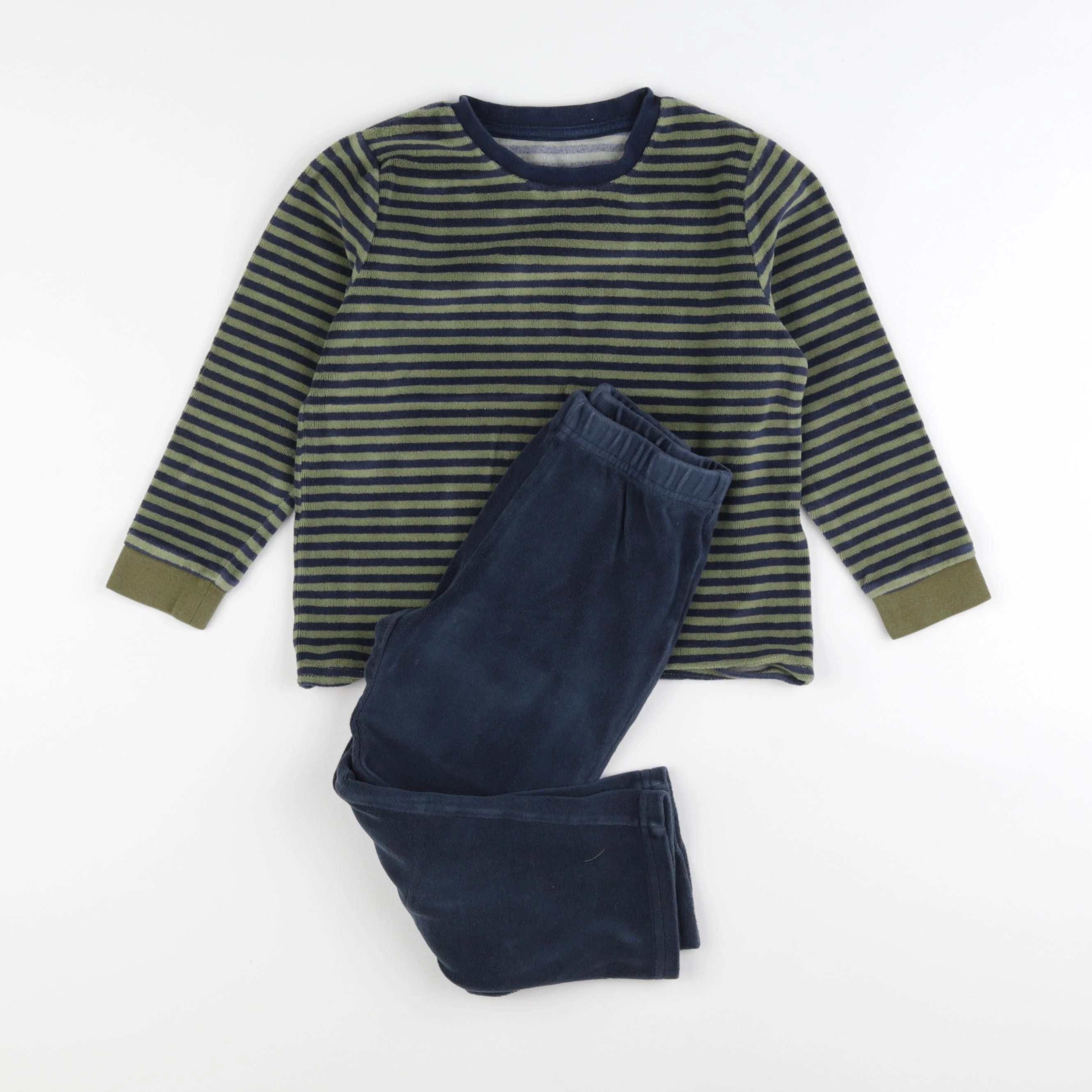 Vertbaudet - pyjama velours bleu, vert - 5 ans