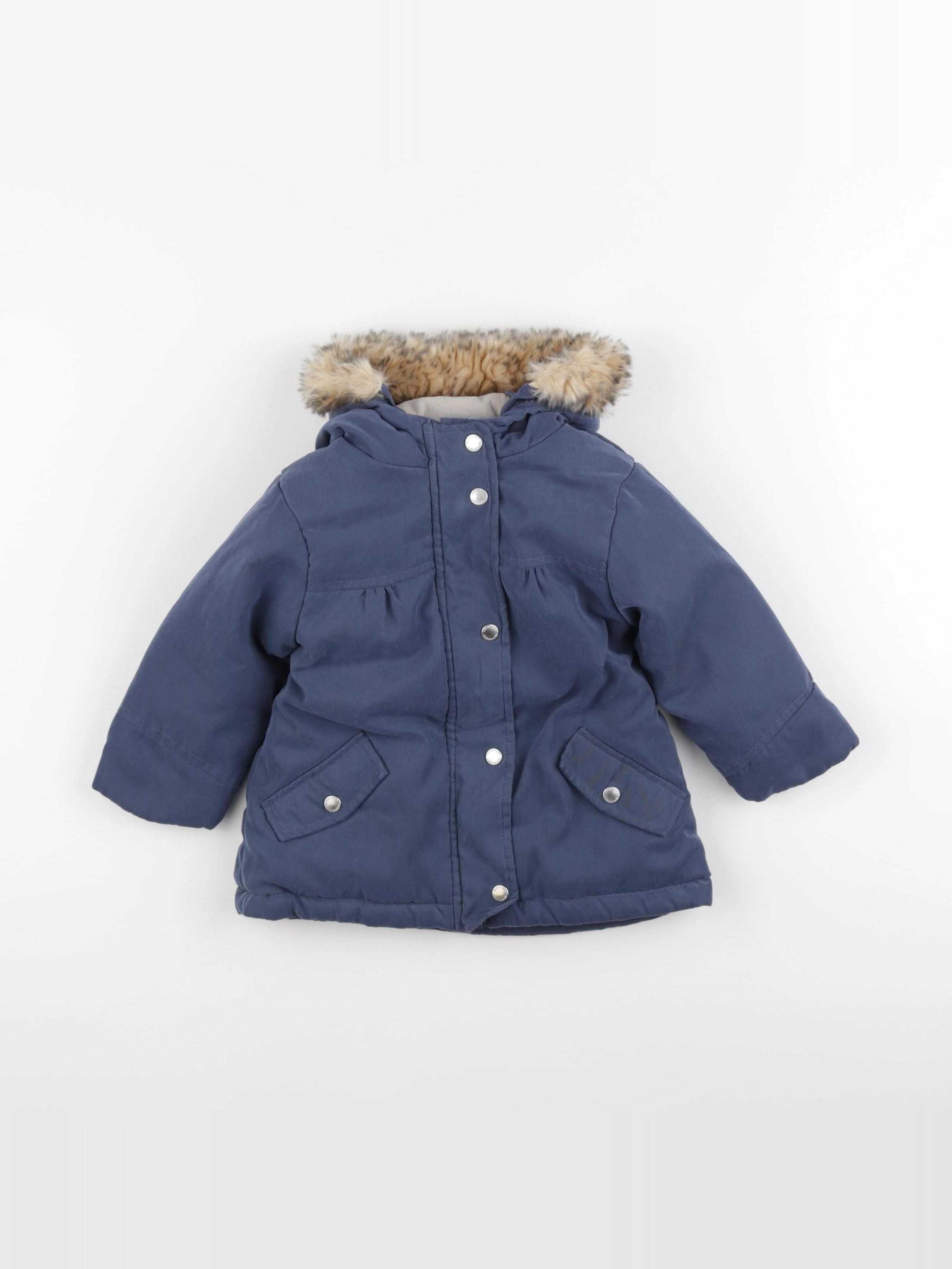 Vertbaudet - manteau doublure amovible bleu - 18 mois