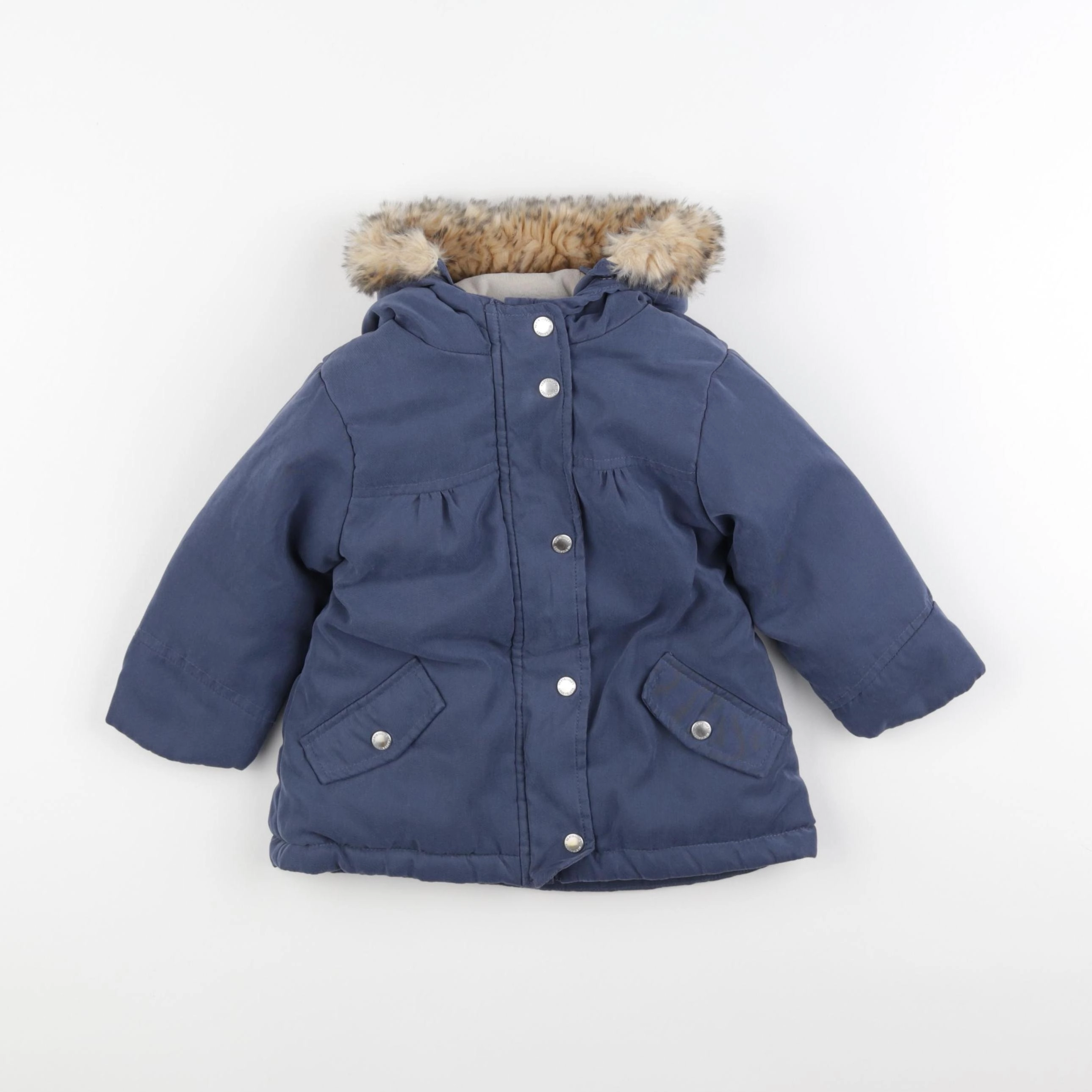 Vertbaudet - manteau doublure amovible bleu - 18 mois