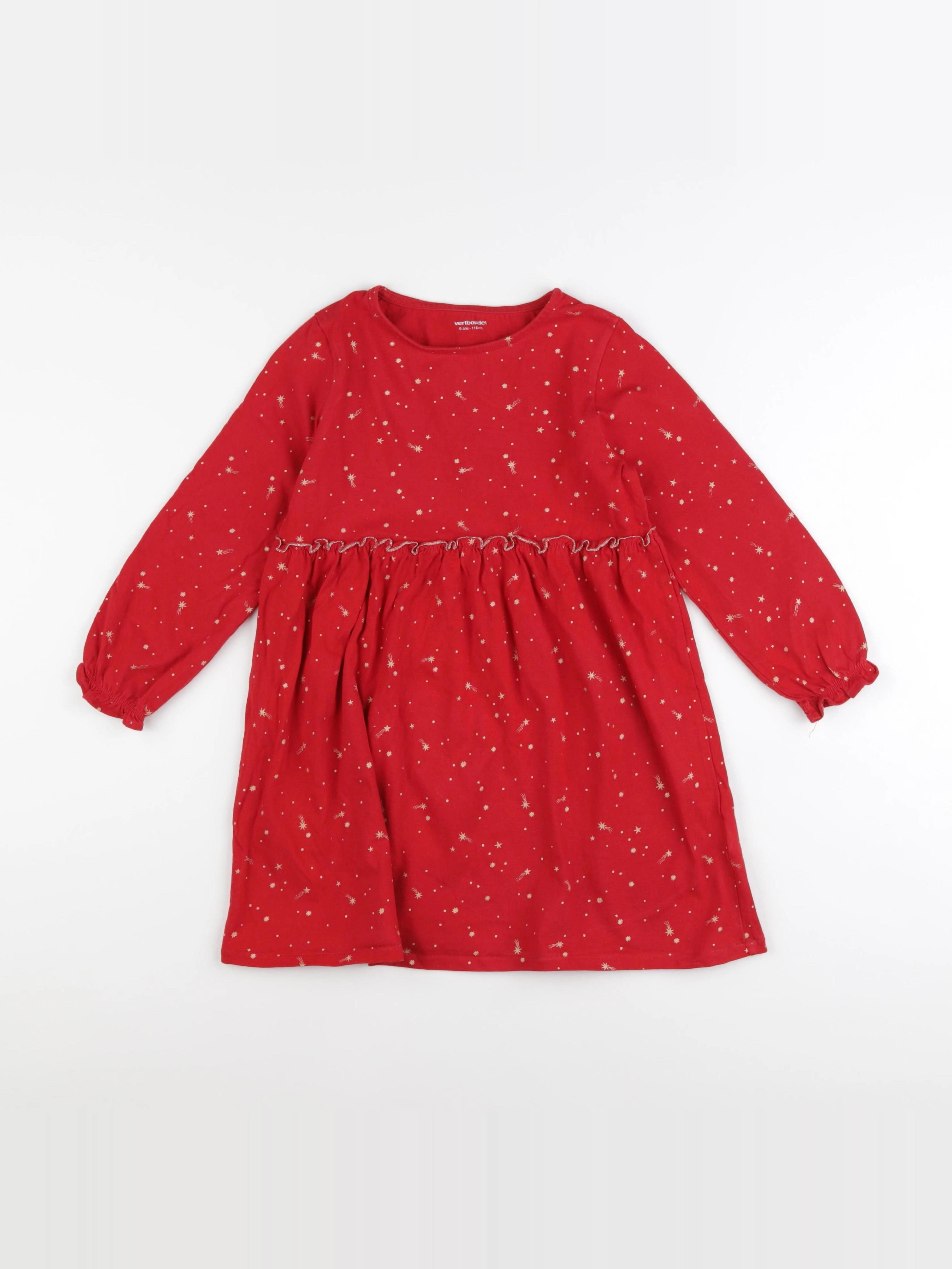 Vertbaudet - robe rouge, or - 6 ans