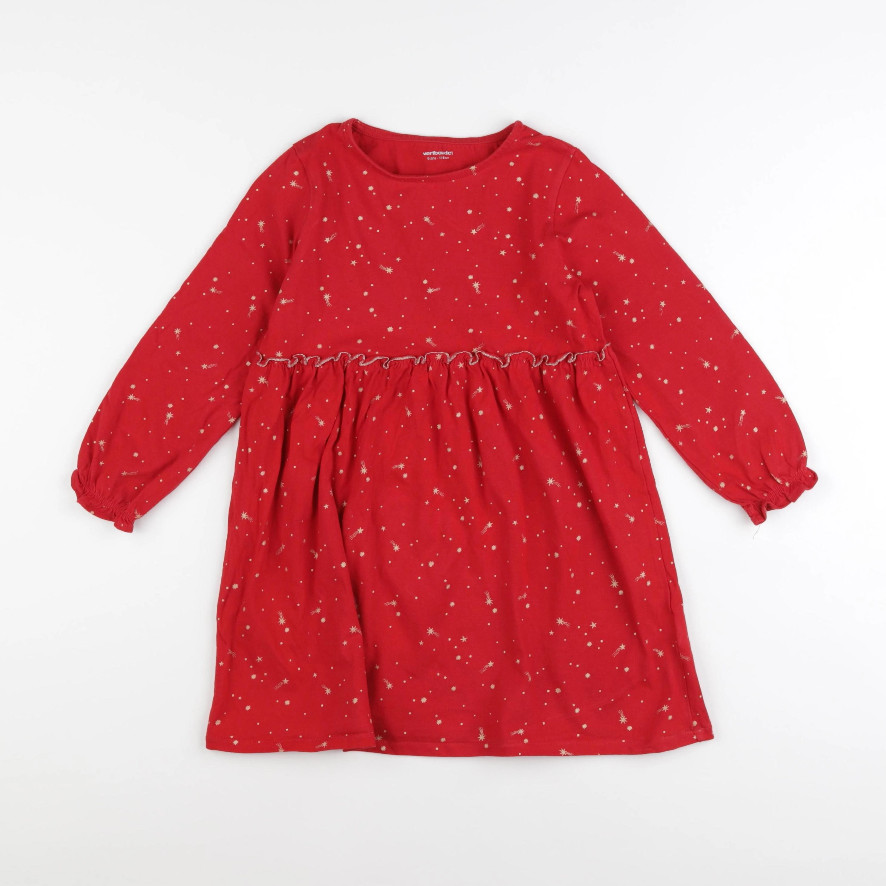 Vertbaudet - robe rouge, or - 6 ans