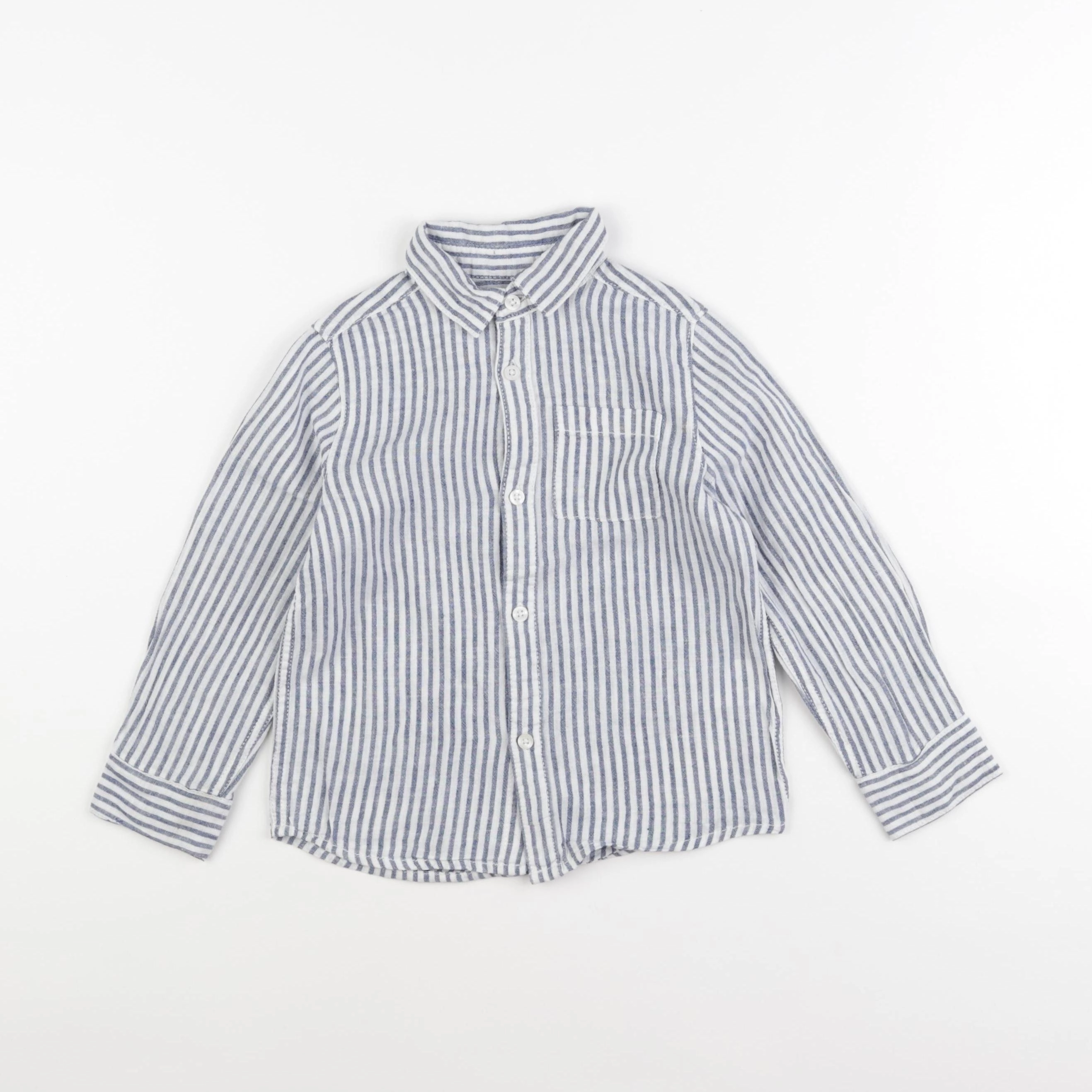 Vertbaudet - chemise blanc, bleu - 4 ans
