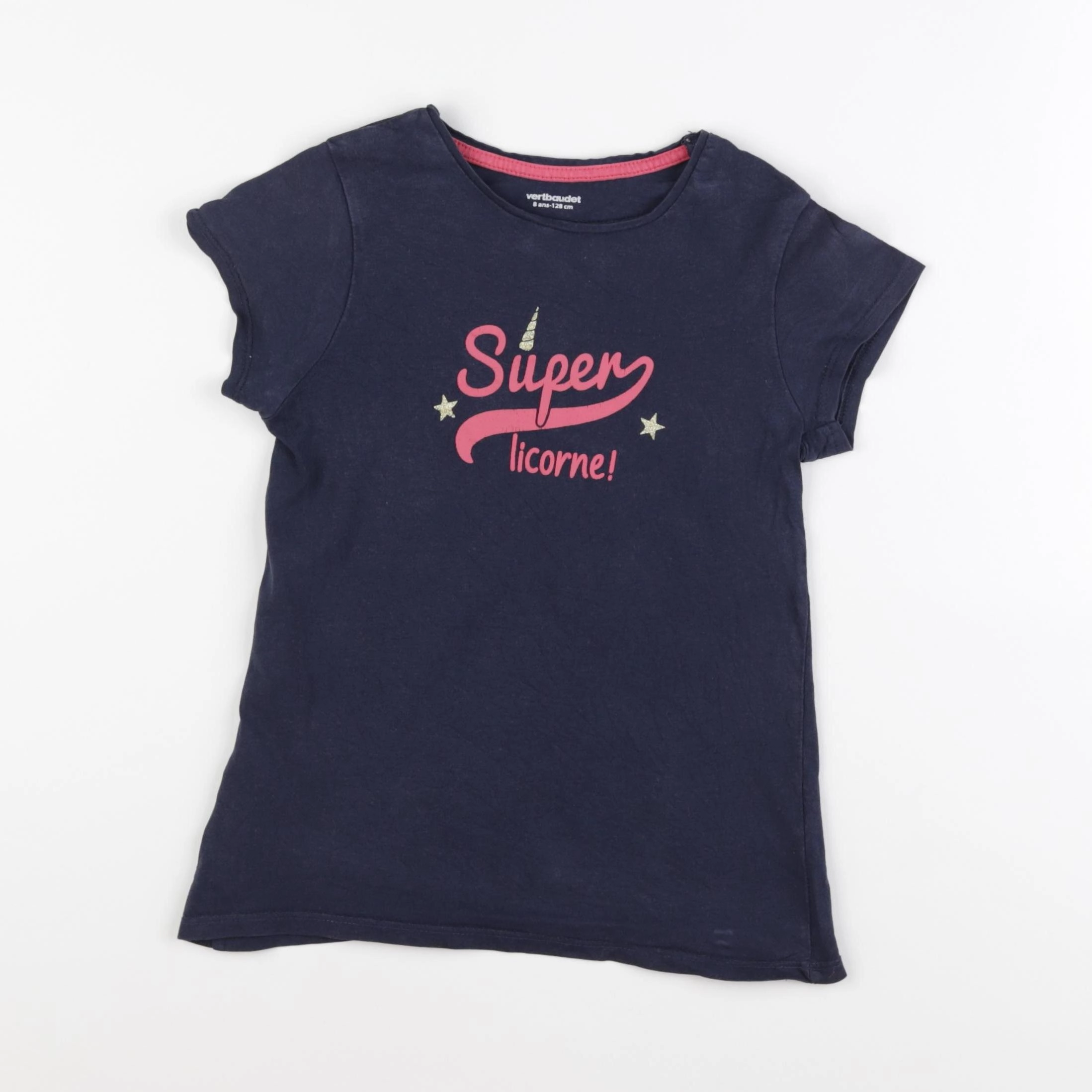 Vertbaudet - tee-shirt bleu - 8 ans