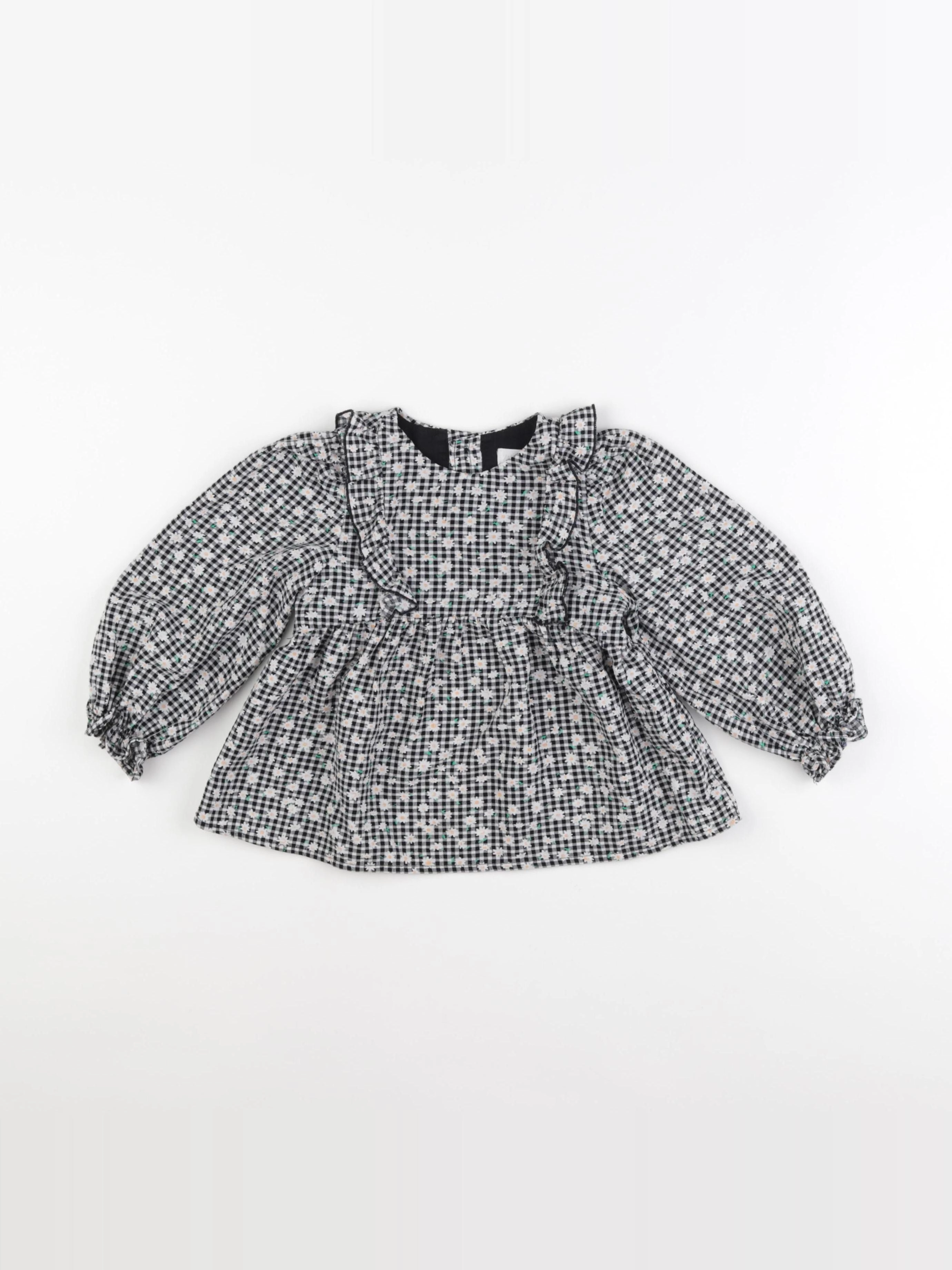 Zara - blouse blanc, noir - 2/3 ans