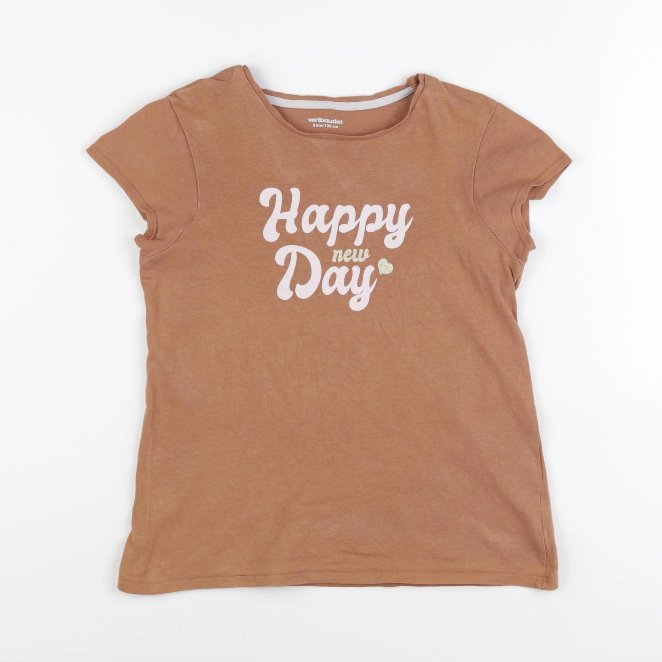 Vertbaudet - tee-shirt marron - 8 ans