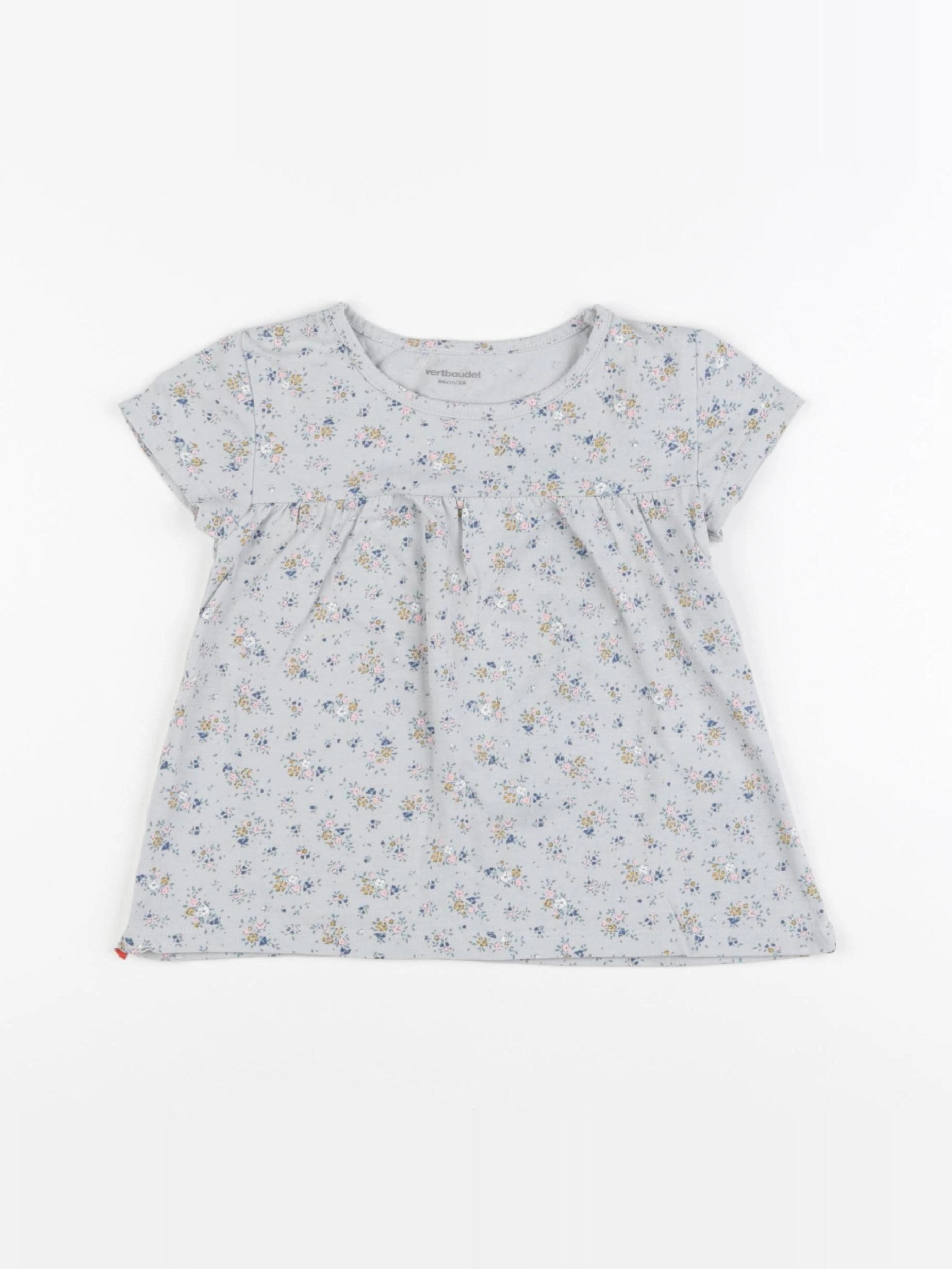 Vertbaudet - tee-shirt gris, bleu - 2 ans