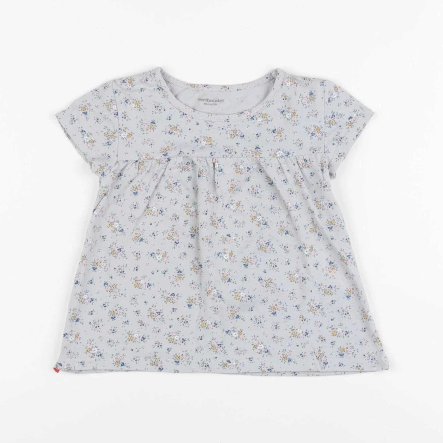 Vertbaudet - tee-shirt gris, bleu - 2 ans