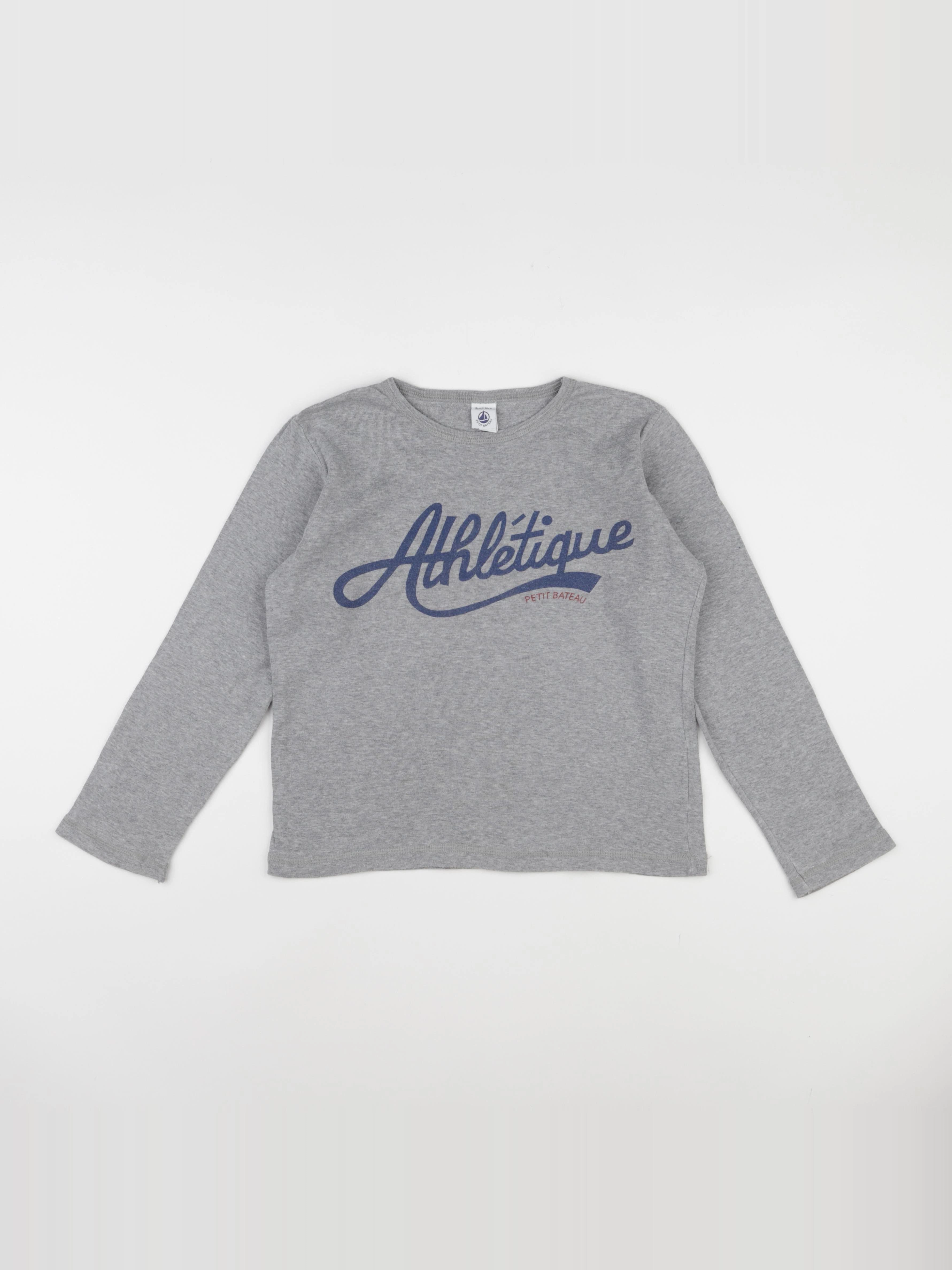 Petit Bateau - tee-shirt bleu, gris - 8 ans