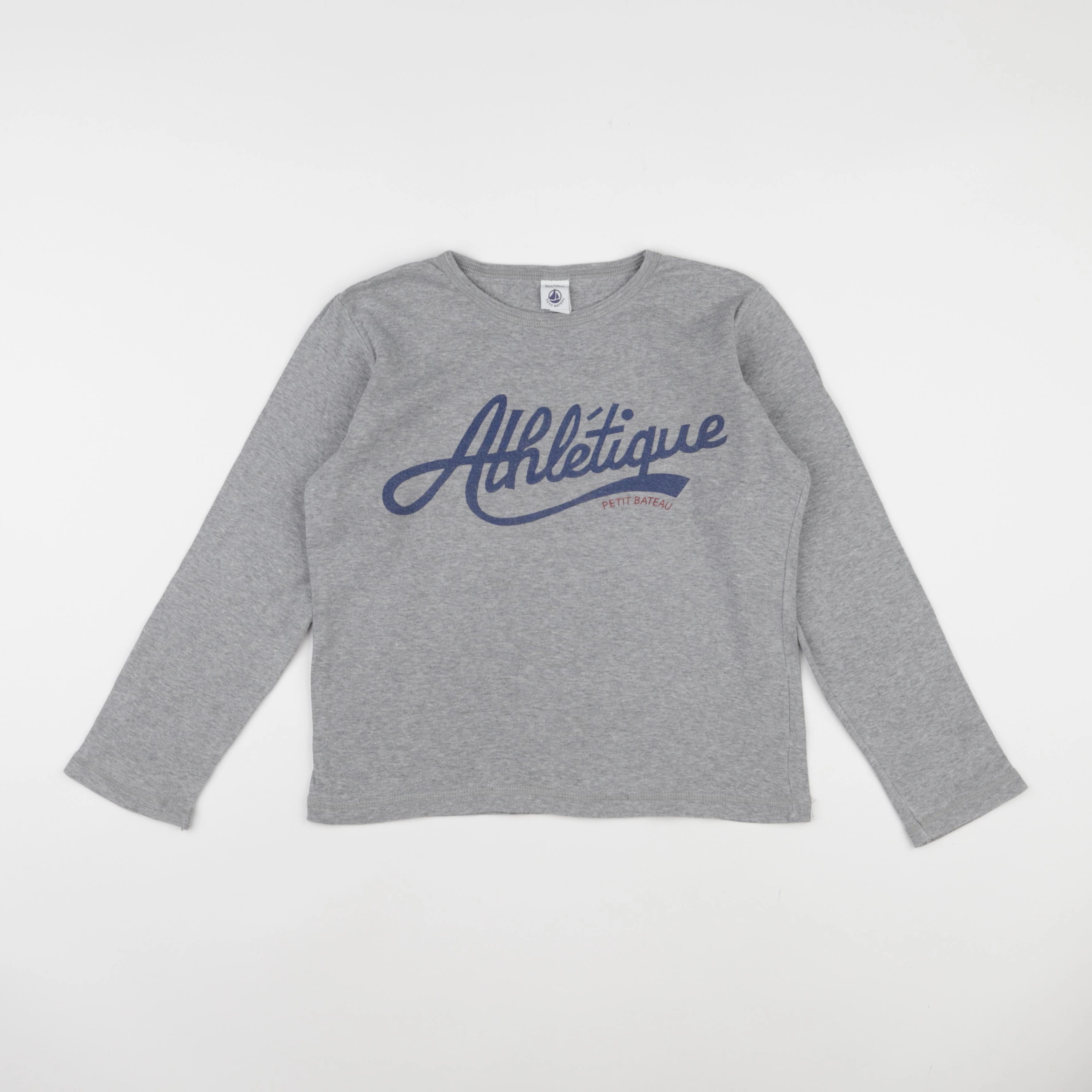 Petit Bateau - tee-shirt bleu, gris - 8 ans