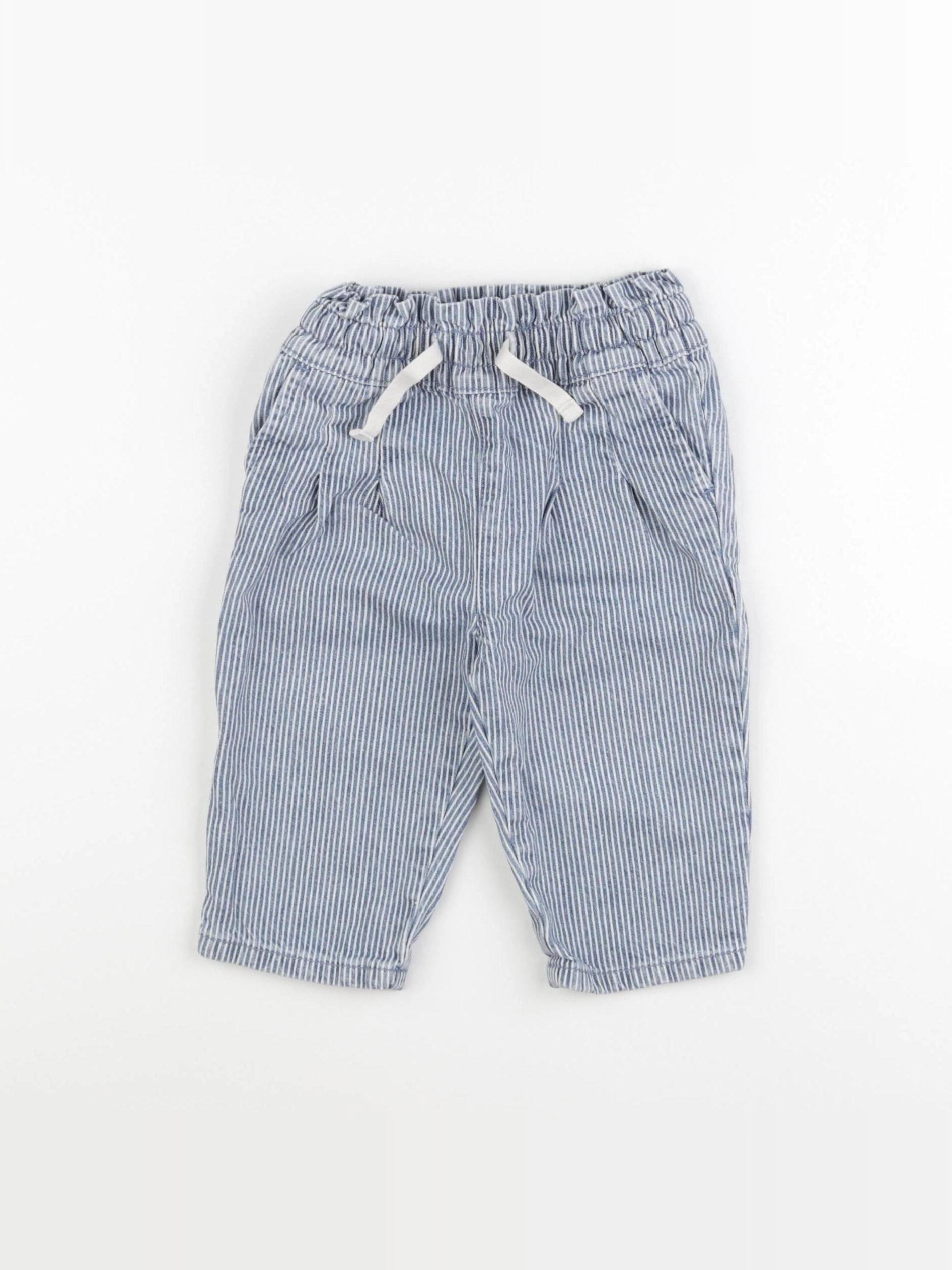 Boutchou - pantalon bleu, blanc - 9 mois