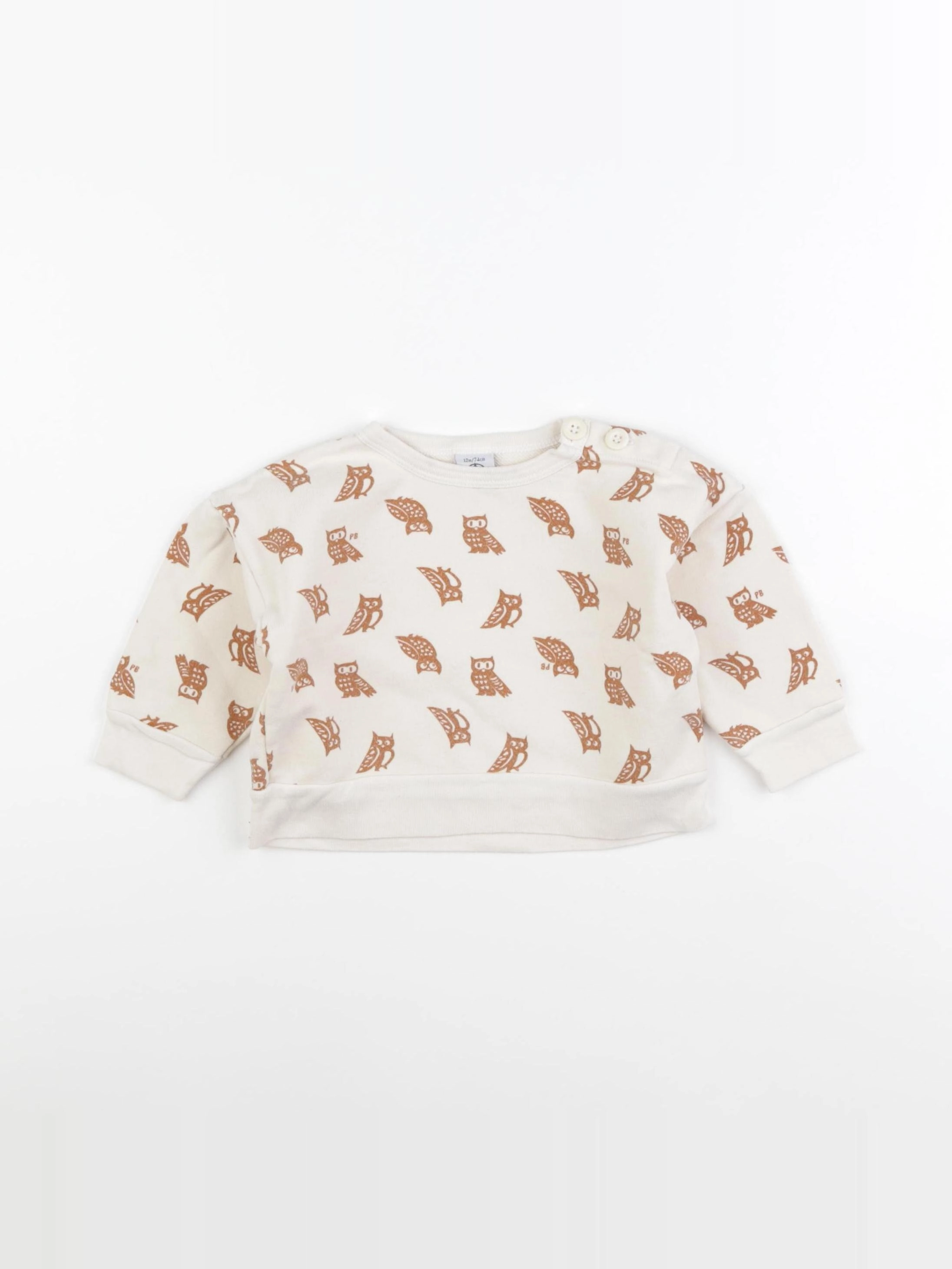 Petit Bateau - sweat beige, marron - 12 mois
