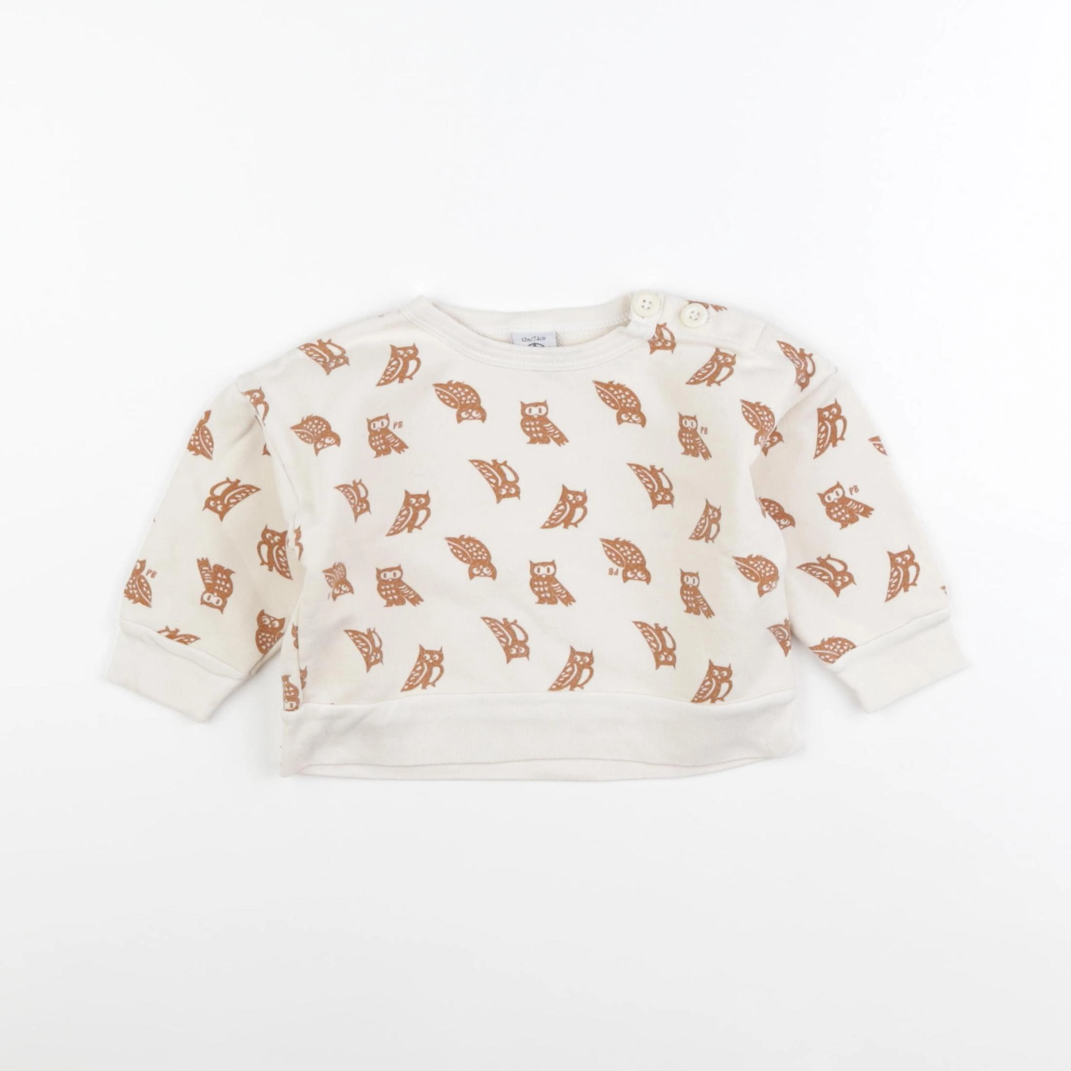 Petit Bateau - sweat beige, marron - 12 mois
