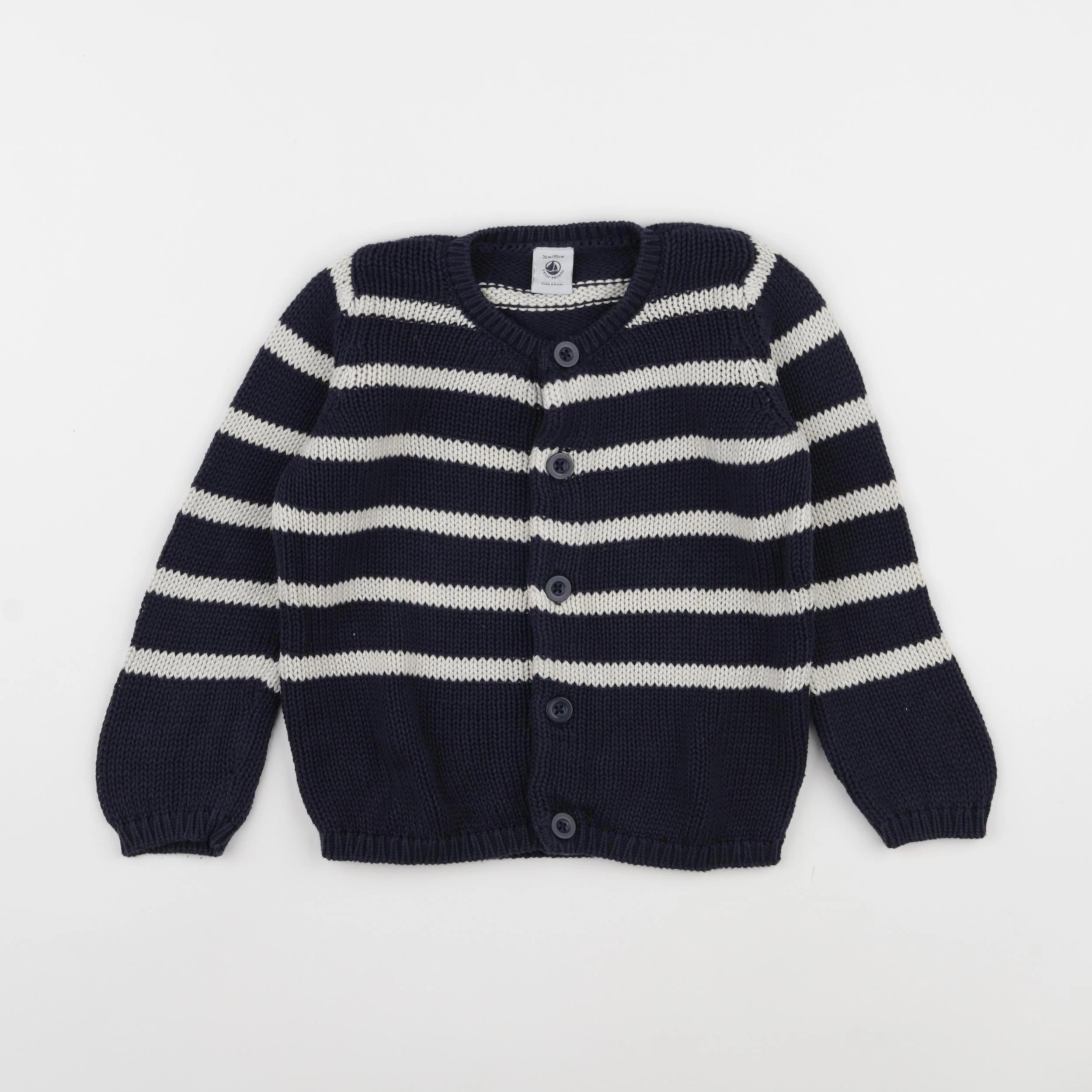Petit Bateau - gilet bleu, beige - 36 mois