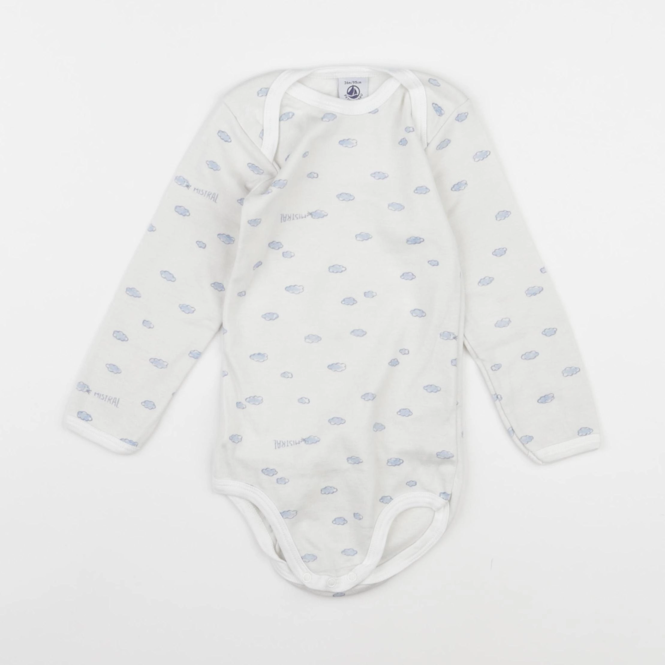 Petit Bateau - body beige, bleu - 36 mois