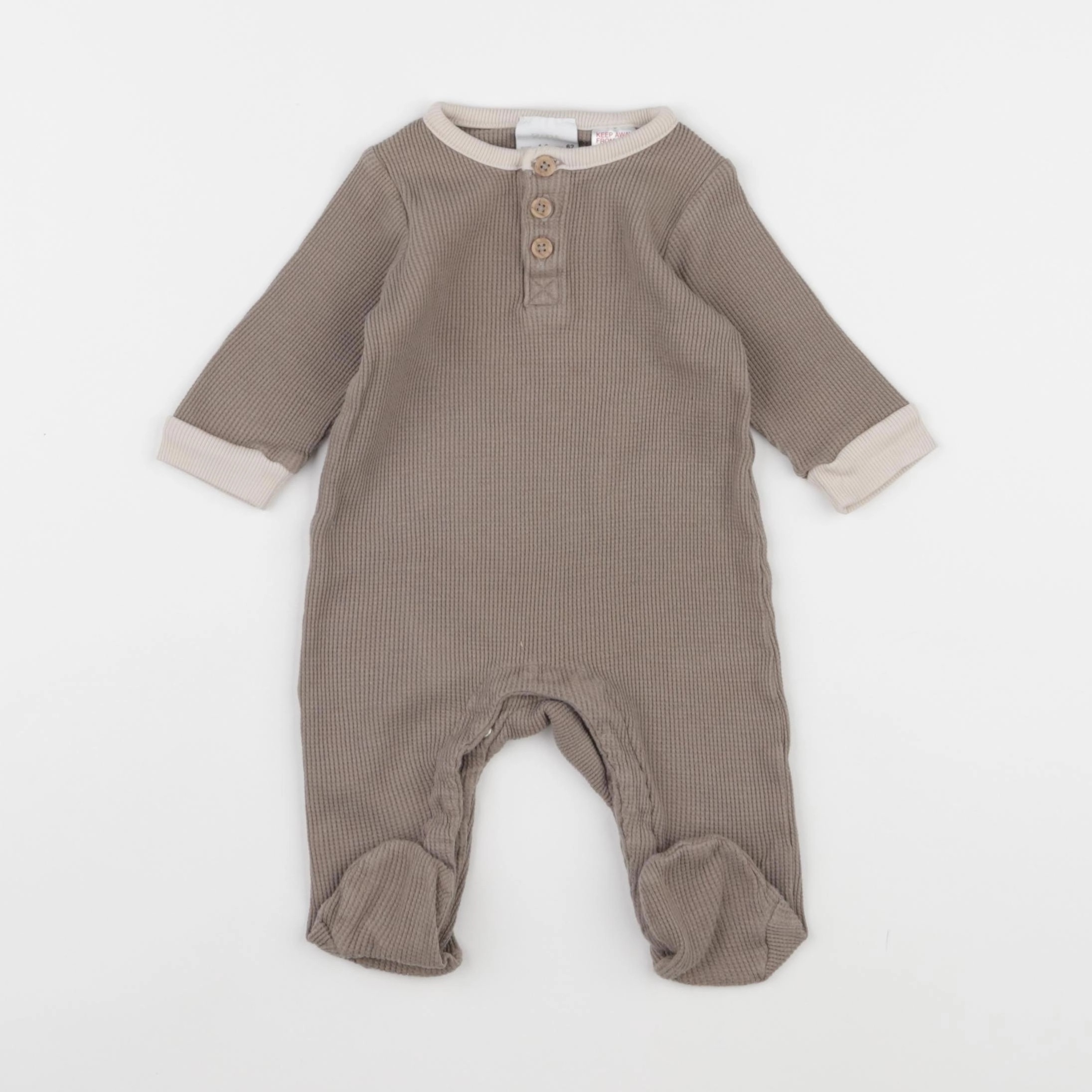 Zara - pyjama coton marron - 1/3 mois
