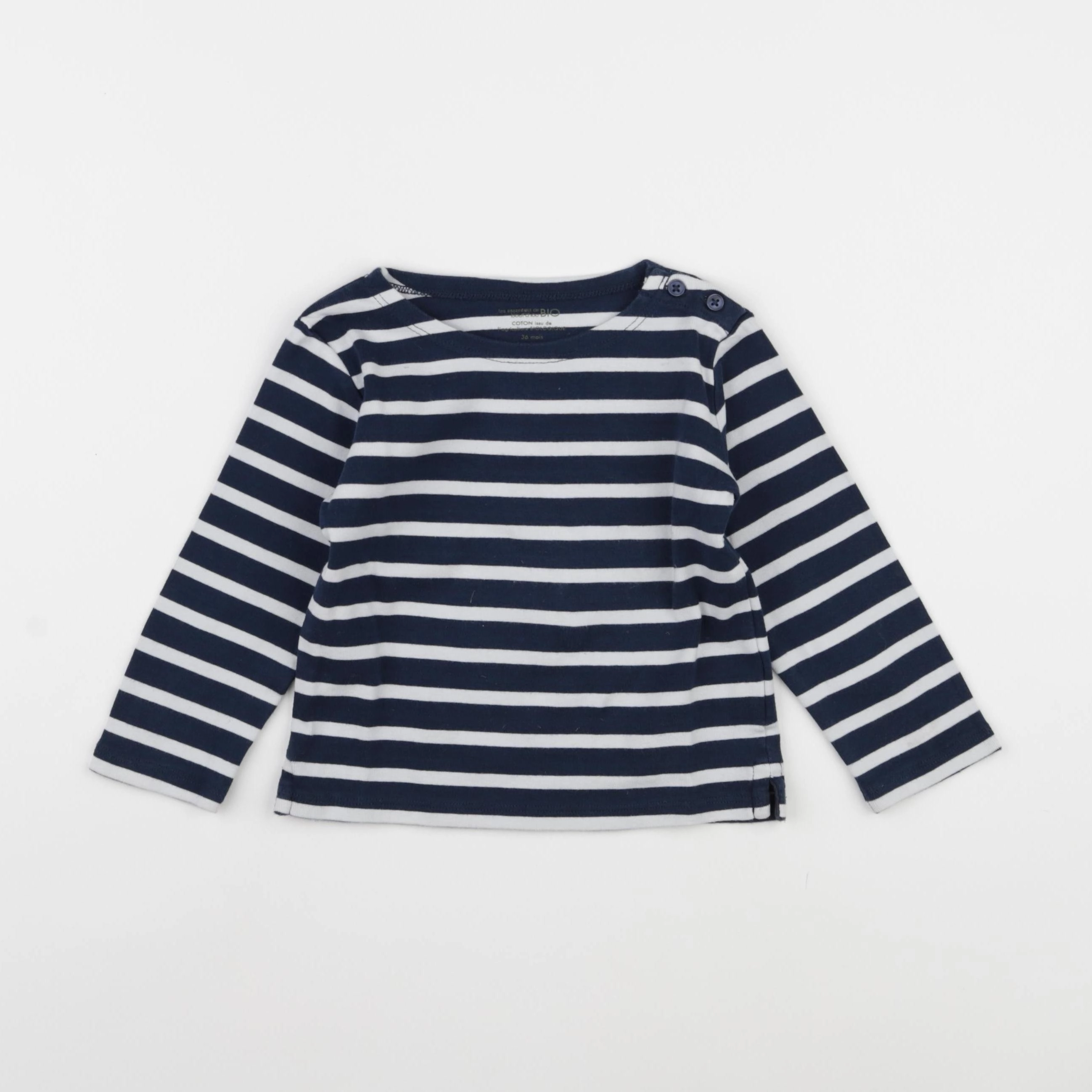 Boutchou - tee-shirt blanc, bleu - 36 mois
