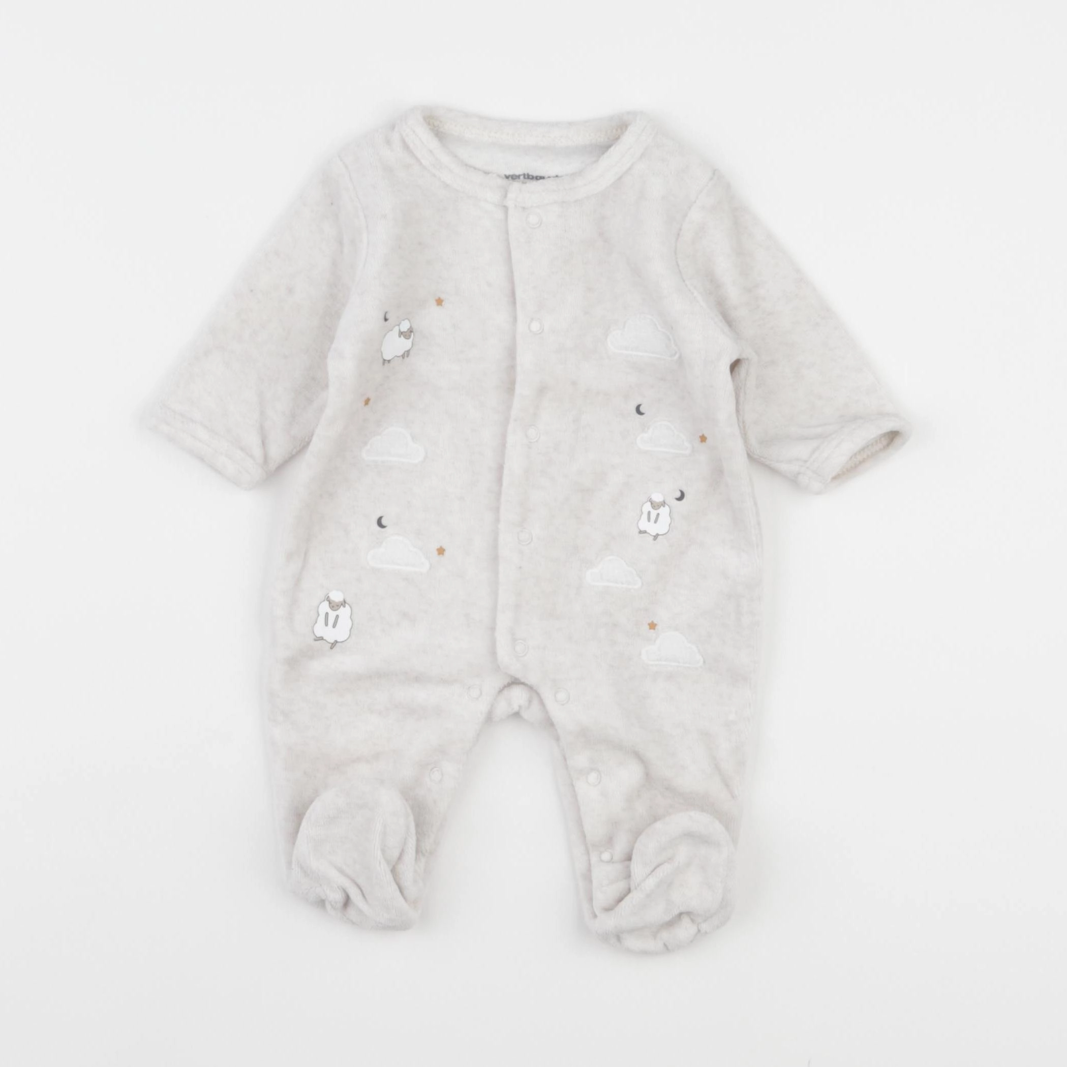 Vertbaudet - pyjama velours beige - 1 mois