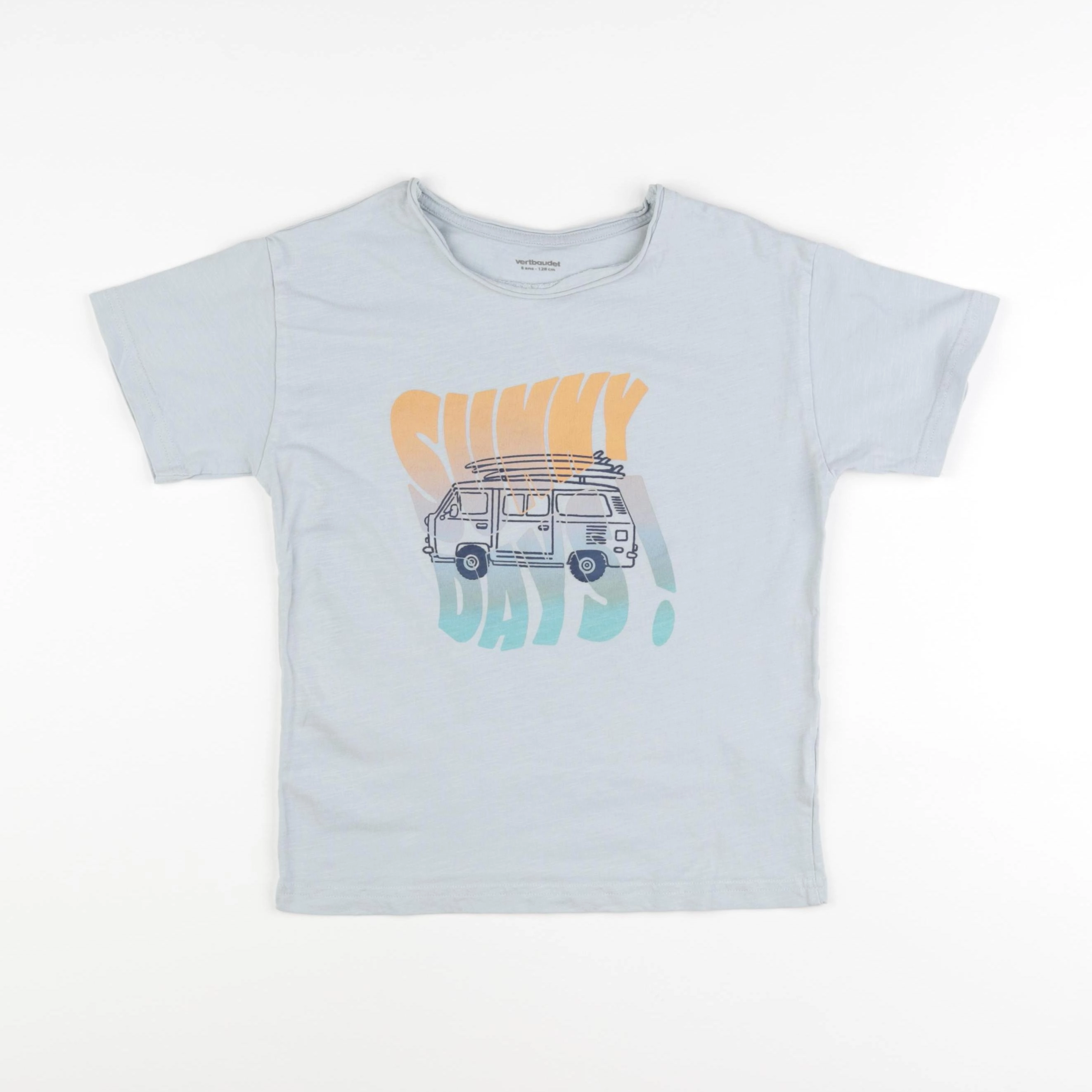 Vertbaudet - tee-shirt bleu - 8 ans