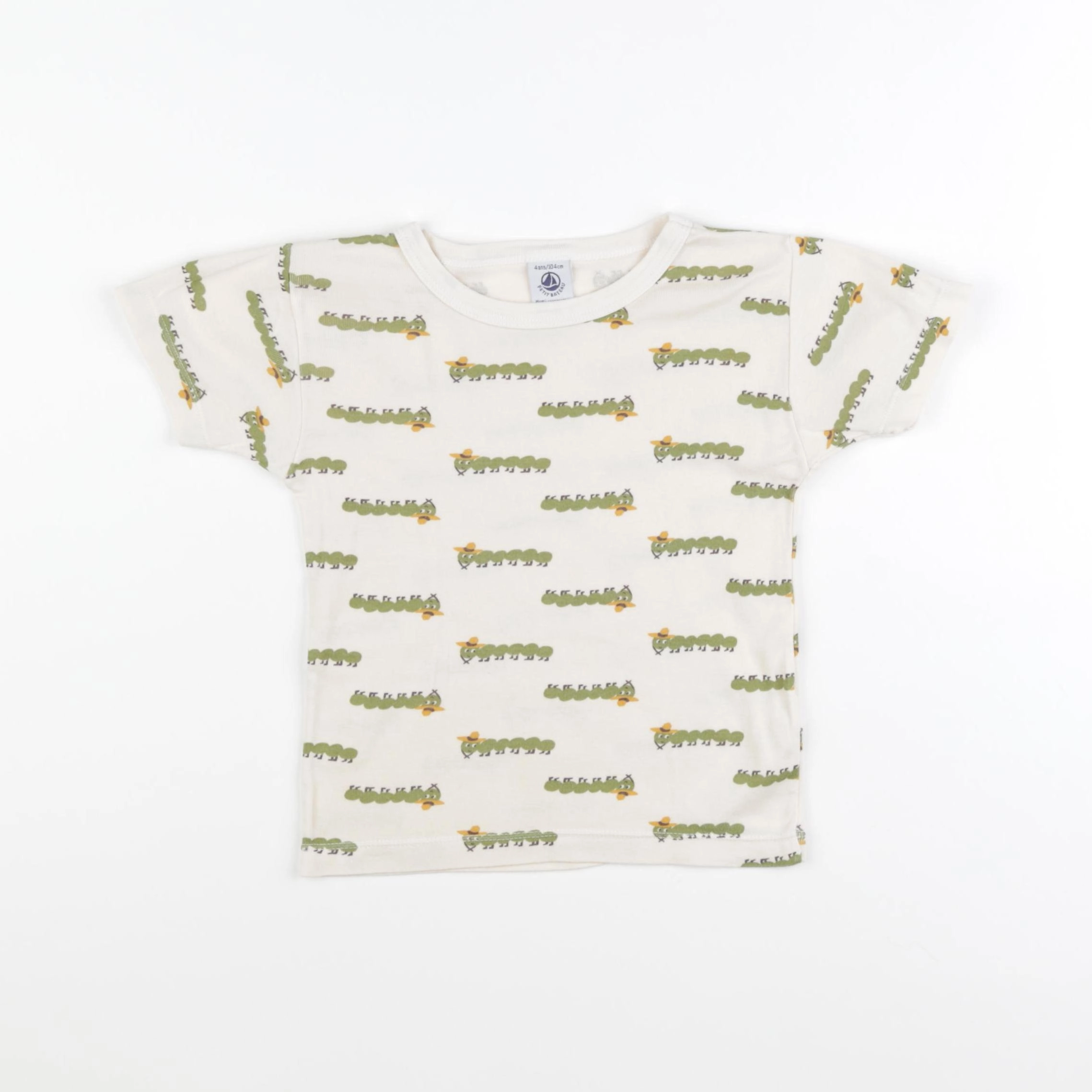 Petit Bateau - maillot de corps beige, vert - 4 ans