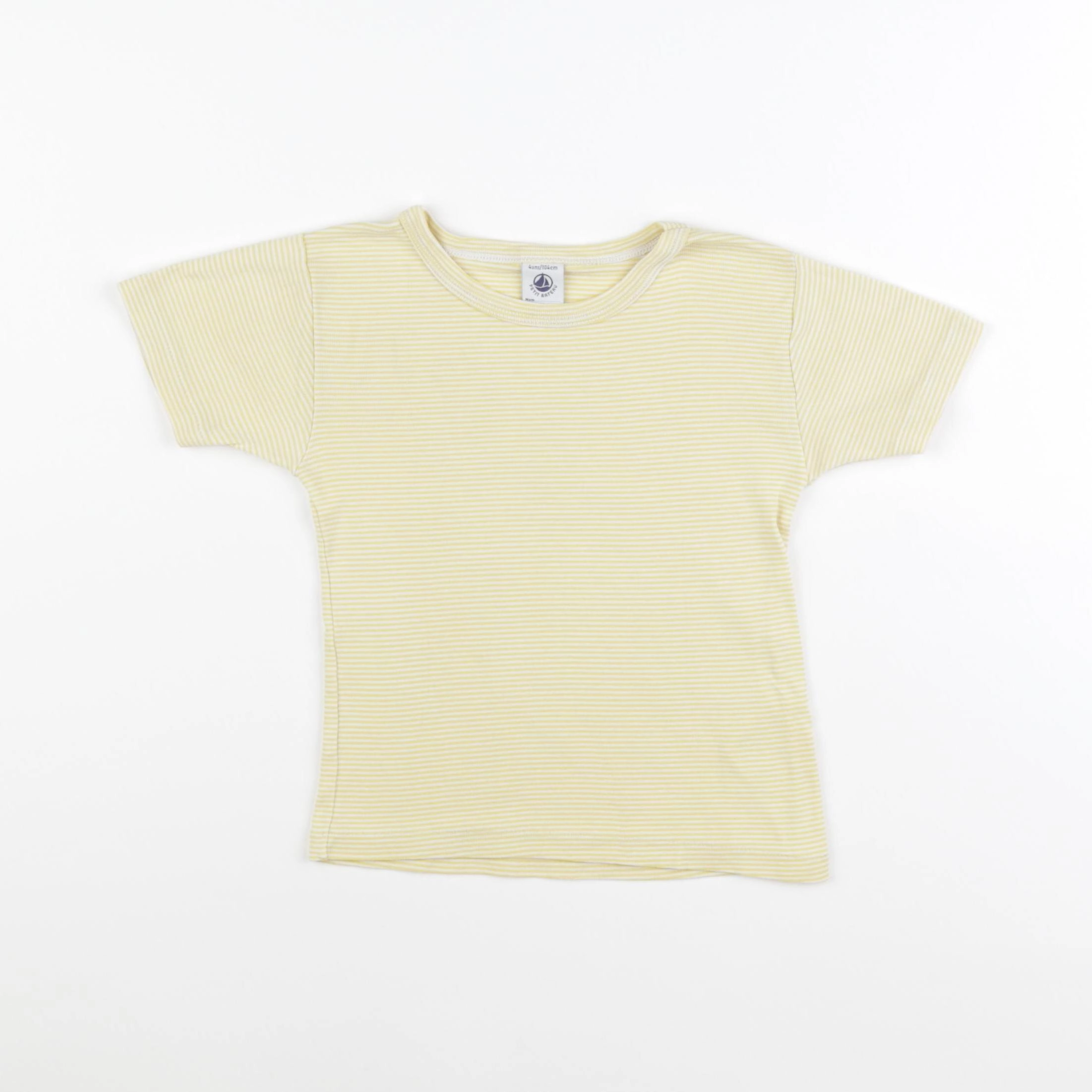 Petit Bateau - maillot de corps blanc, jaune - 4 ans