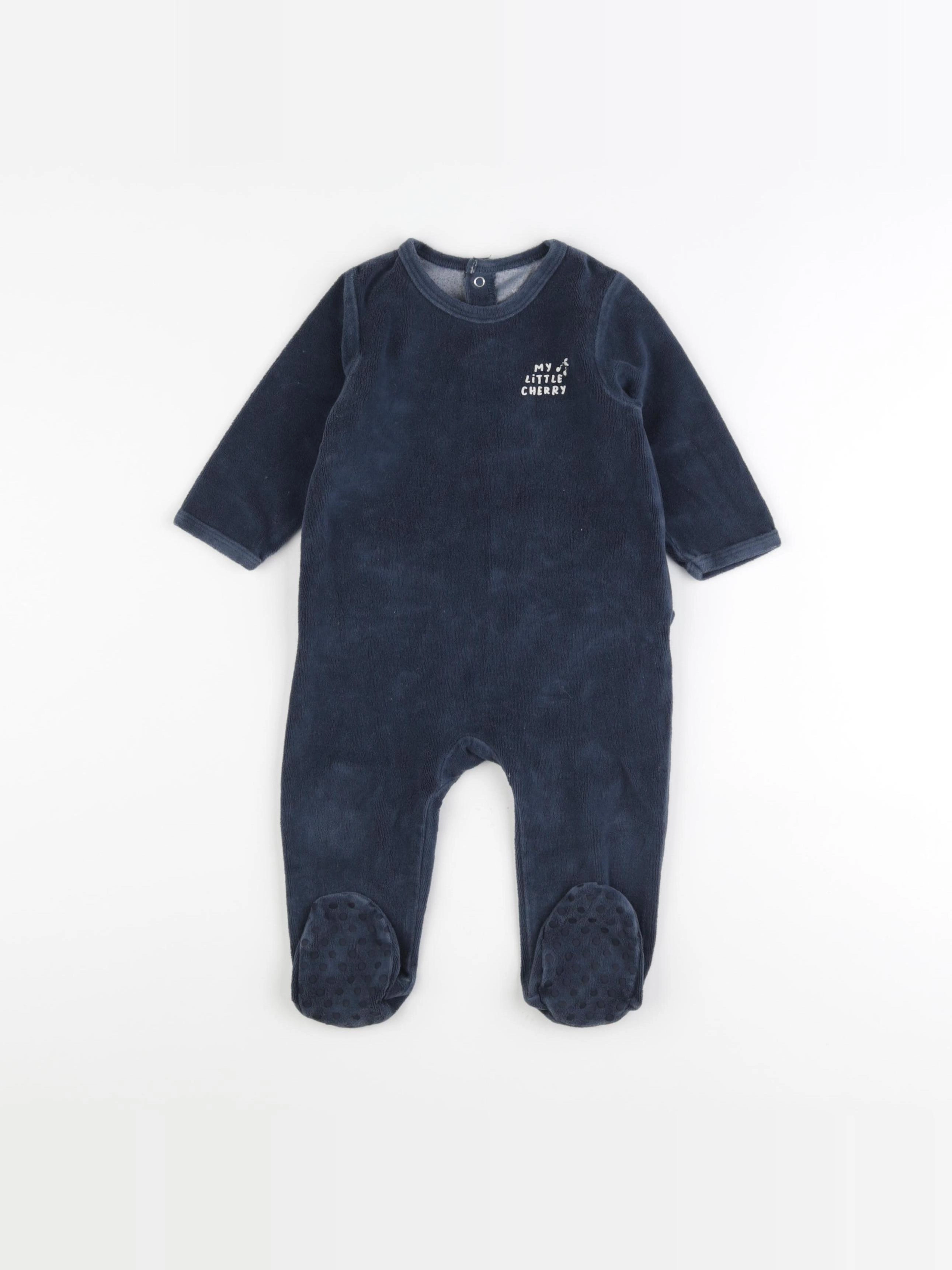 Vertbaudet - pyjama velours bleu - 12 mois