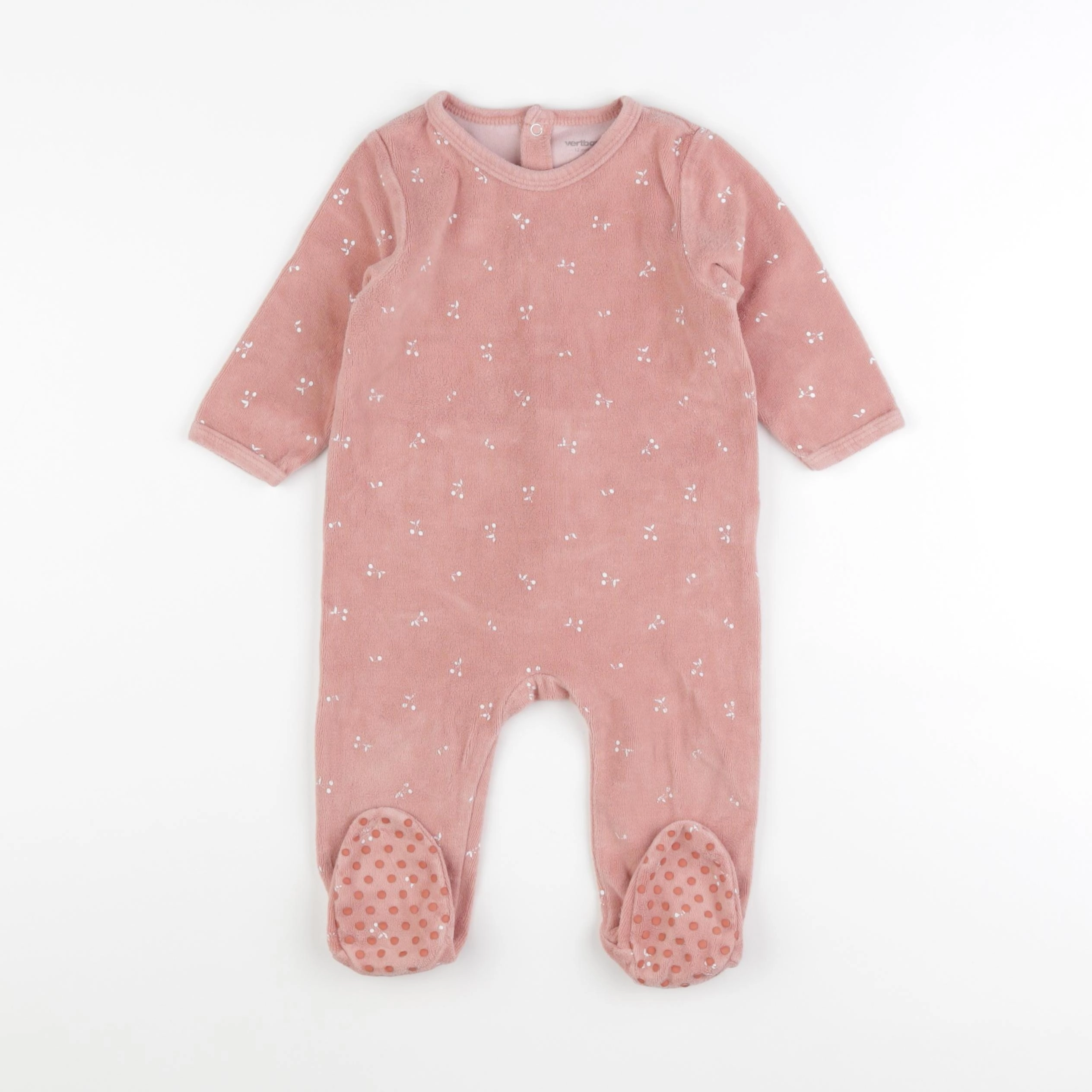 Vertbaudet - pyjama velours rose - 12 mois