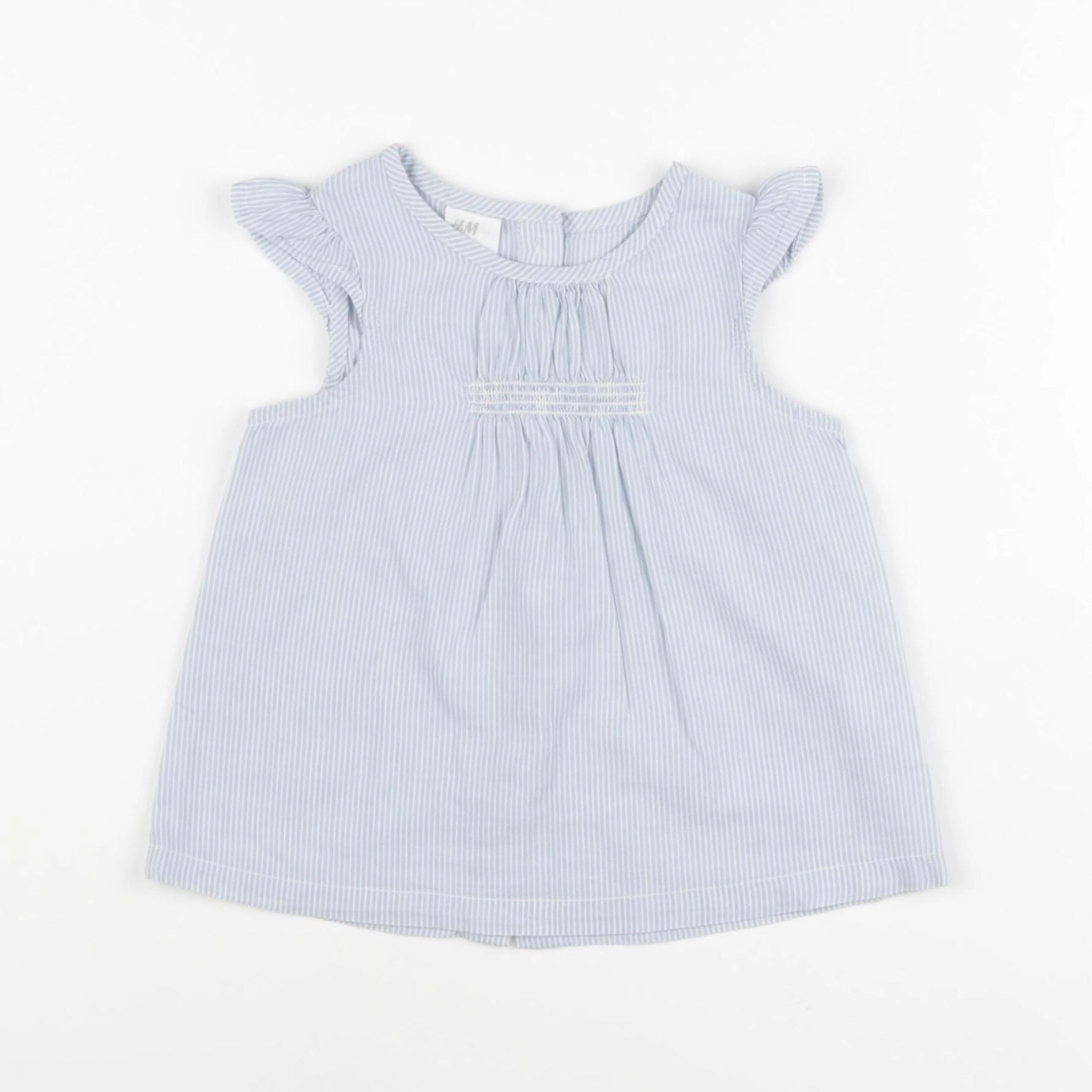 H&M - blouse bleu, blanc - 9/12 mois