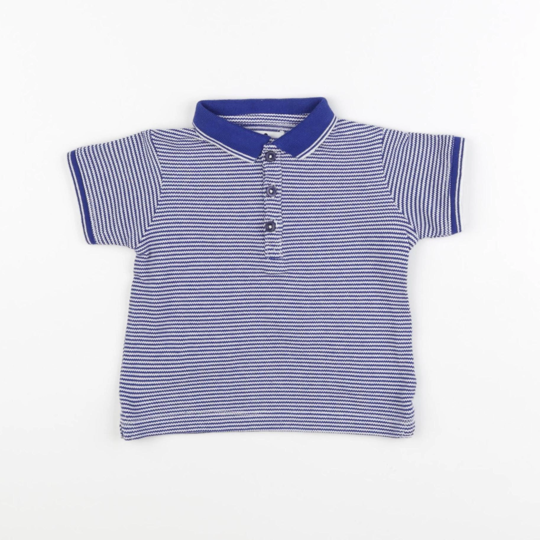 Cyrillus - polo bleu, blanc - 12 mois