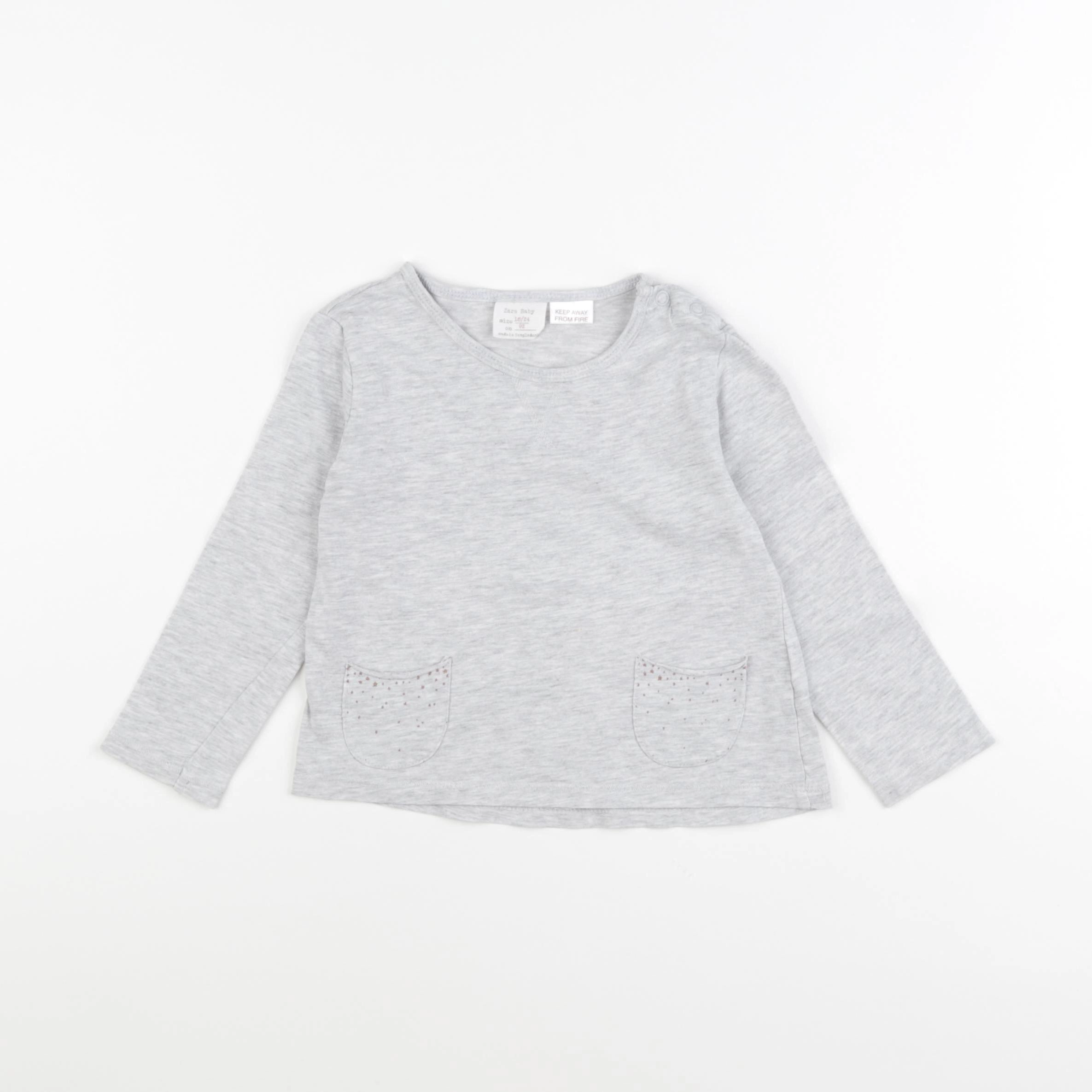 Zara - tee-shirt gris - 18/24 mois