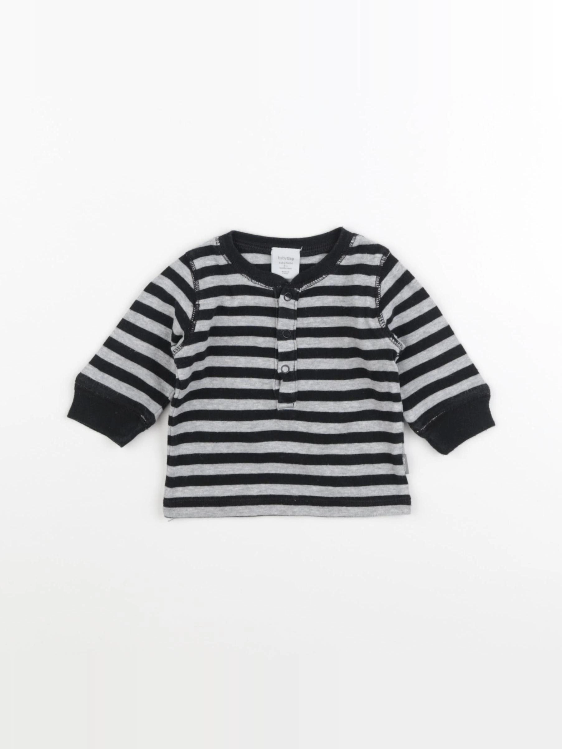 GAP - tee-shirt gris, noir - 0/3 mois