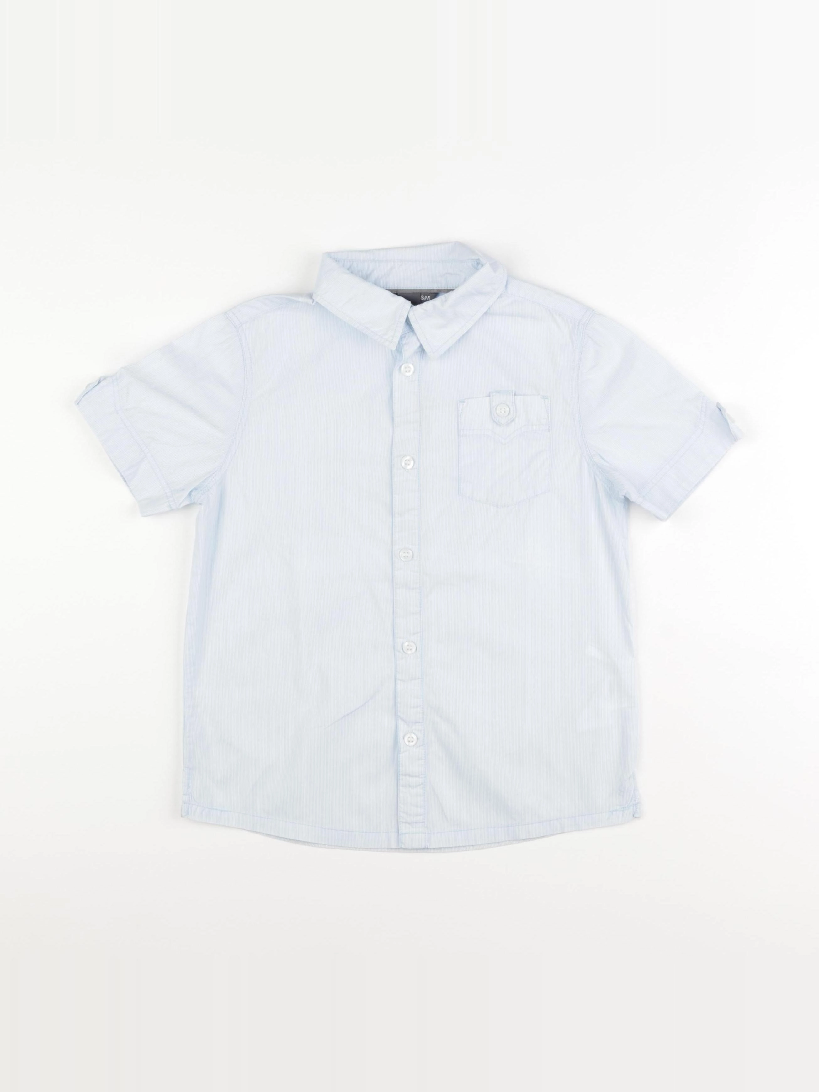 H&M - chemise bleu, blanc - 6/7 ans