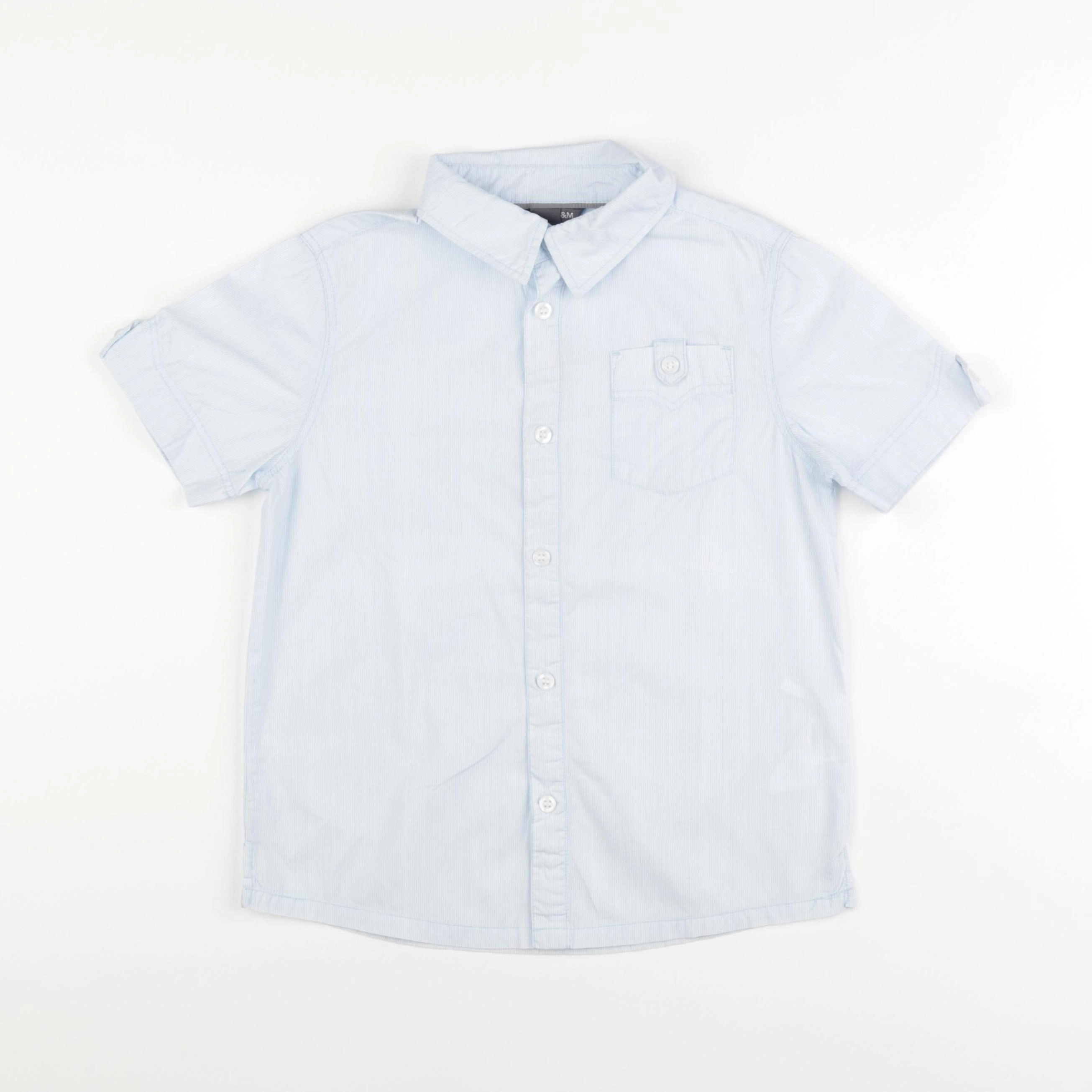 H&M - chemise bleu, blanc - 6/7 ans
